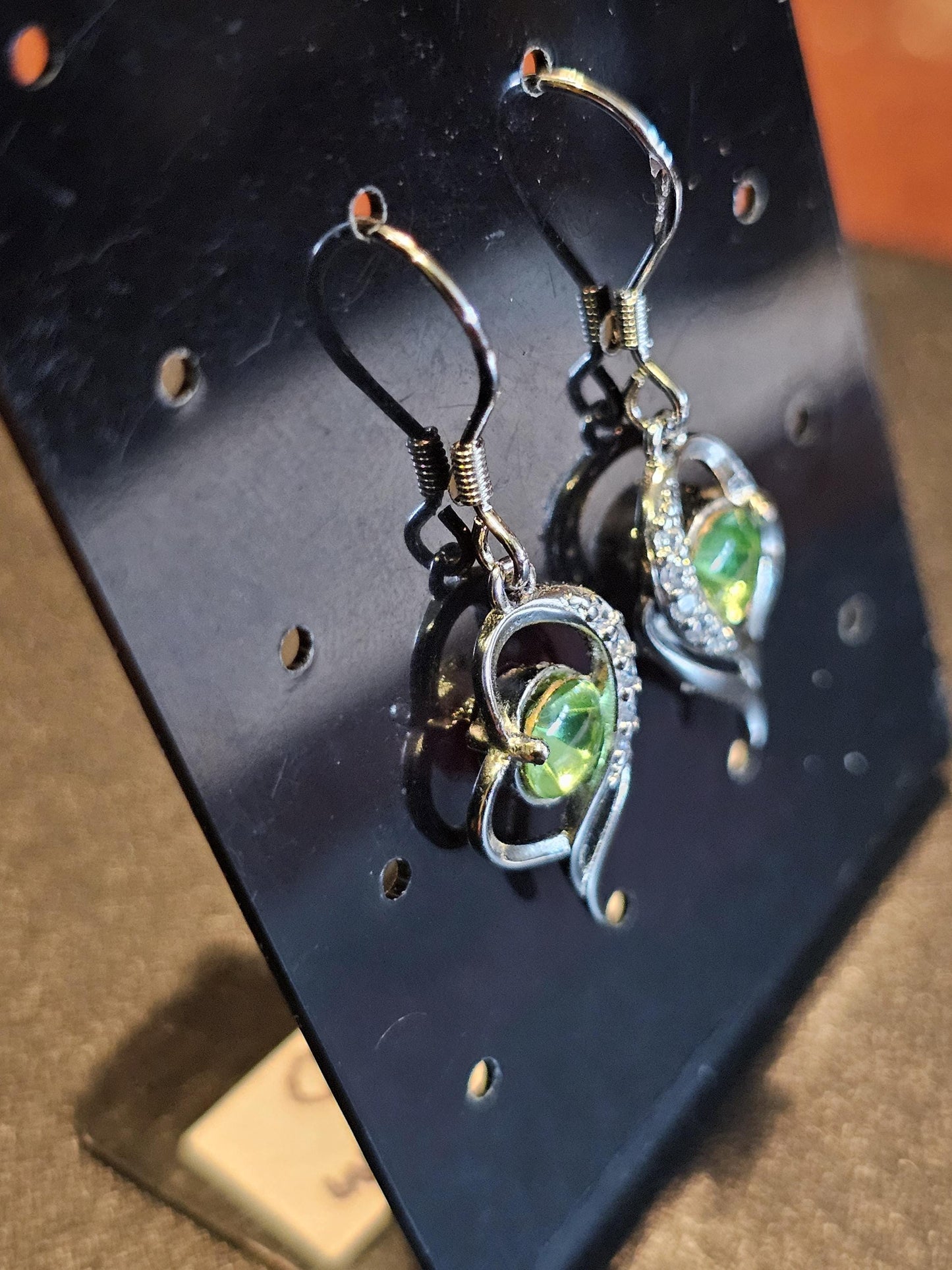 Uranium Glass Earrings in new Sterling Silver with Vintage Oval cut Uranium Glass stones that glows under black/UV light