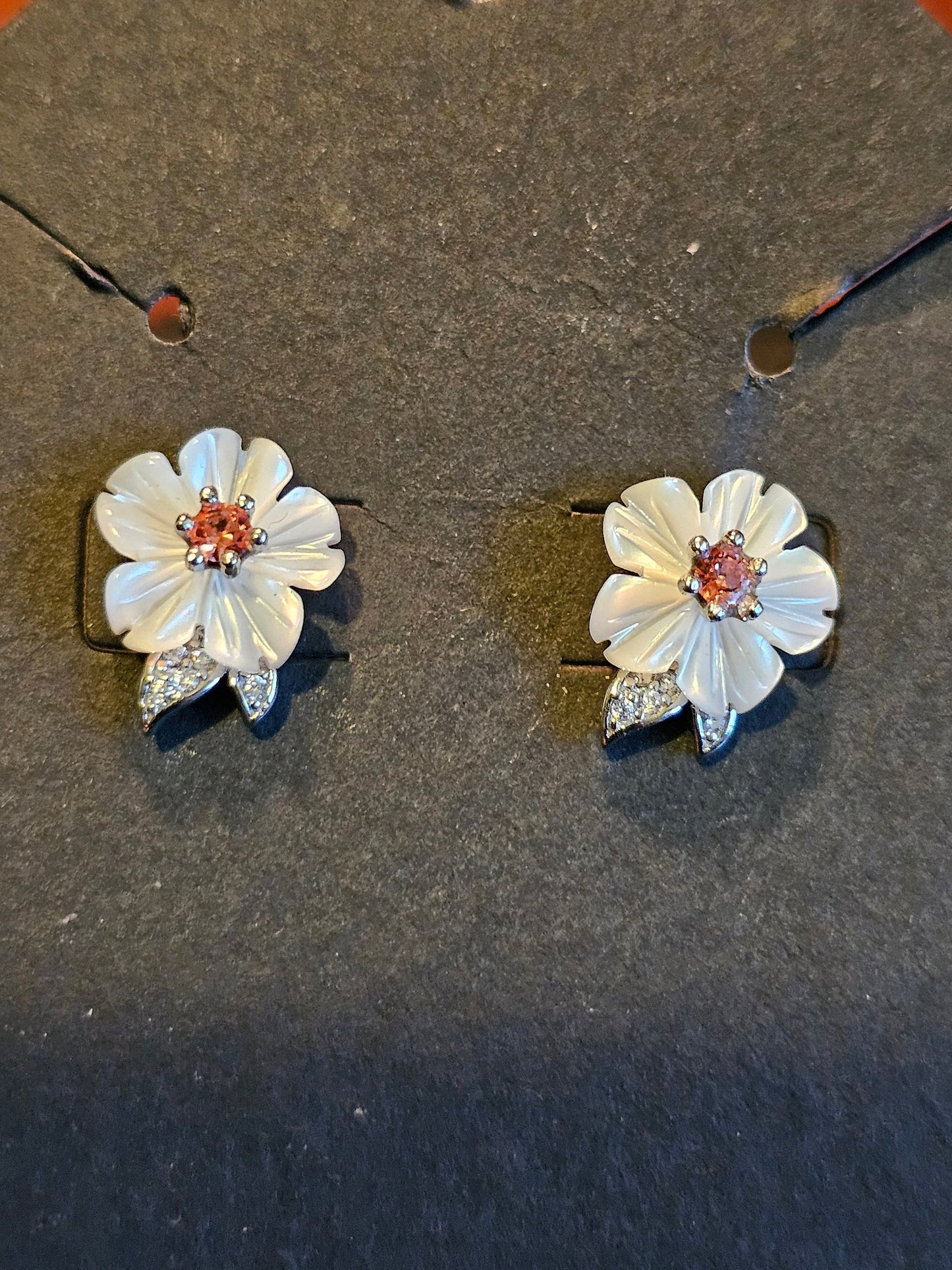 Uranium Glass Earrings in Sterling Silver flower design with Vintage Pink Uranium Glass stones, glows under black/UV light