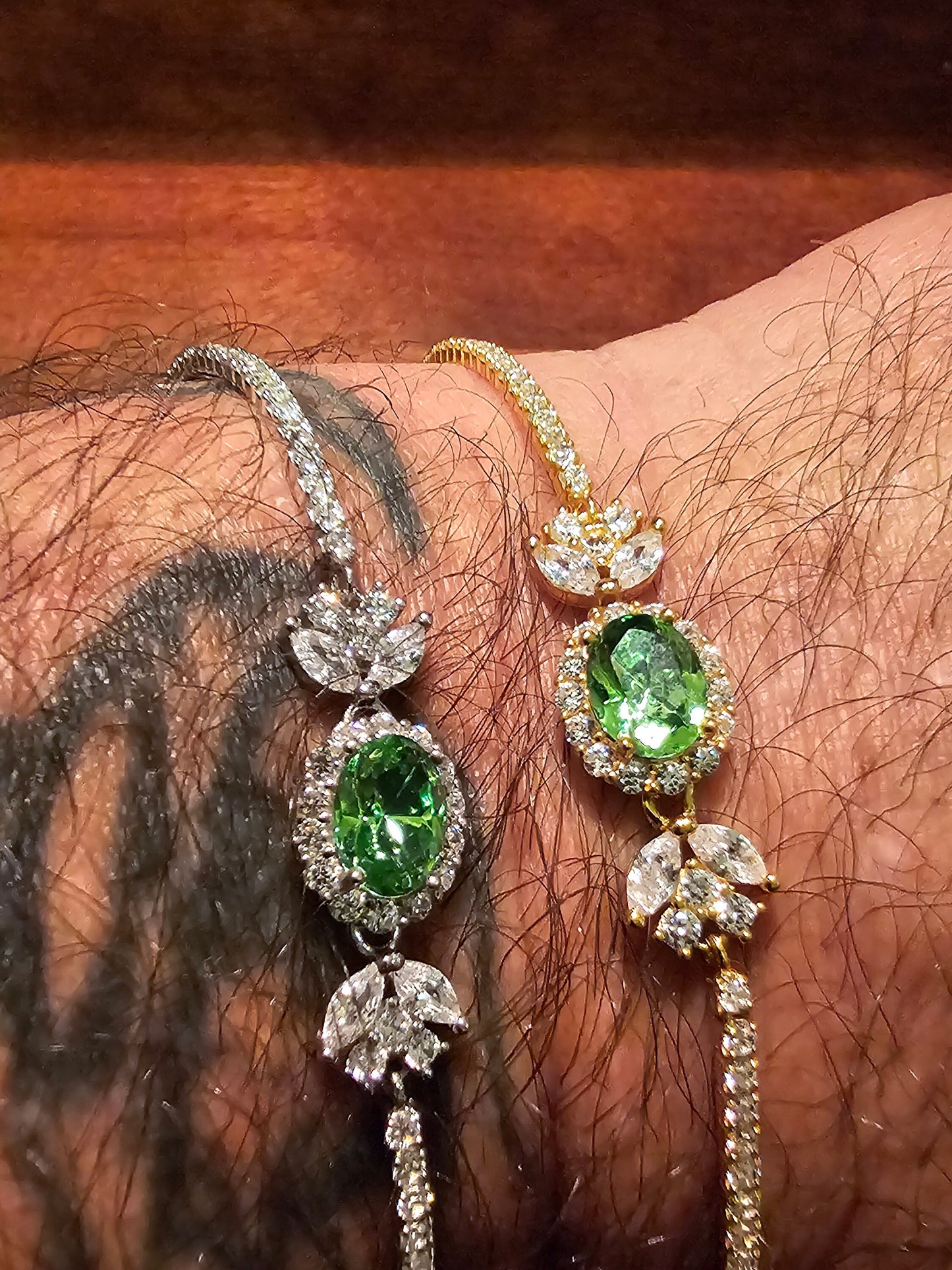 Uranium Glass Bracelet new Sterling Silver with accent stones to each side of vintage Uranium glass Oval stone glows under black / UV light