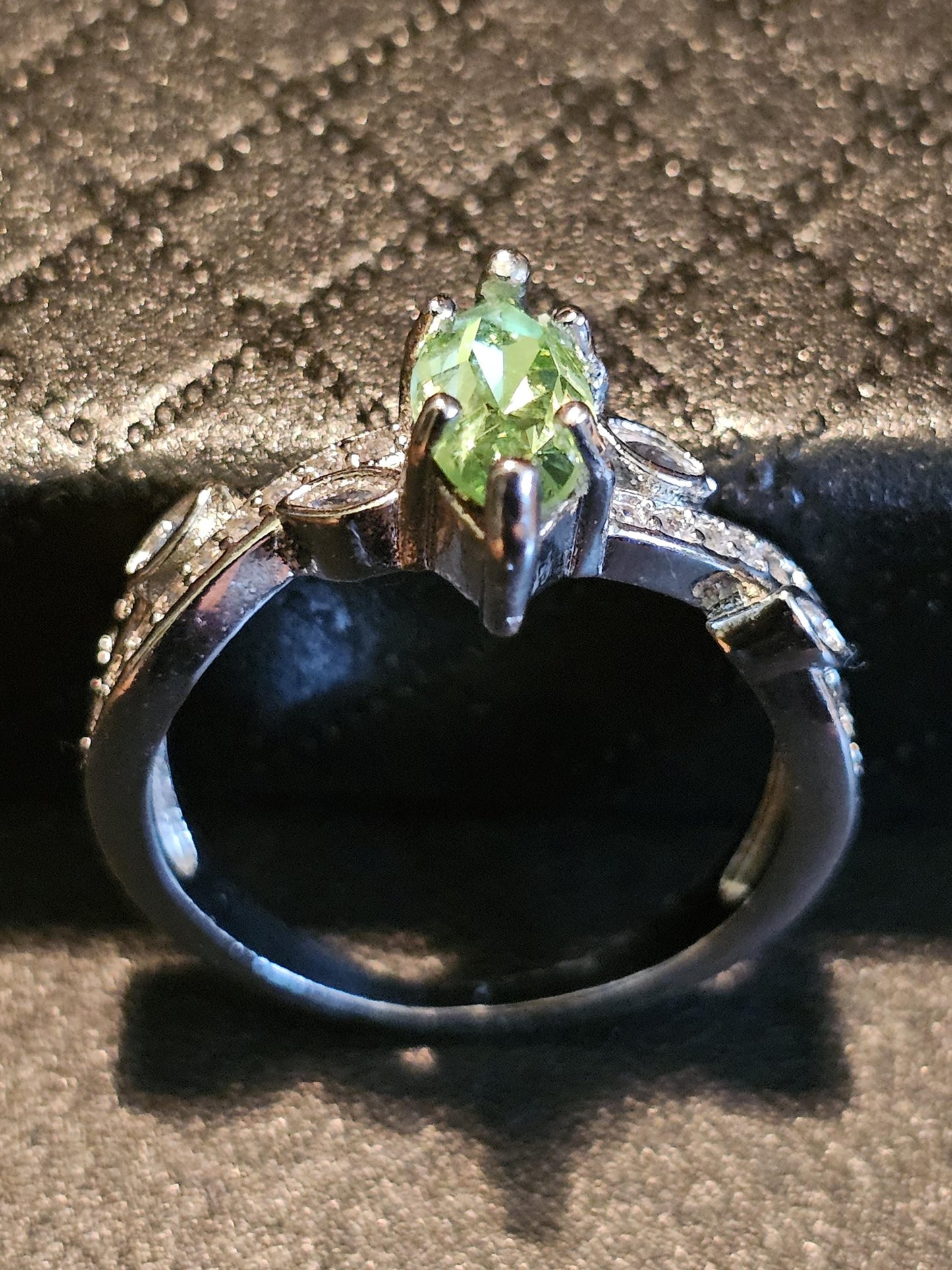 Uranium Glass Marquise cut Ring Size 7, 7.5, and 8 in new Sterling Silver with vintage Uranium glass stone that glows under black / UV light