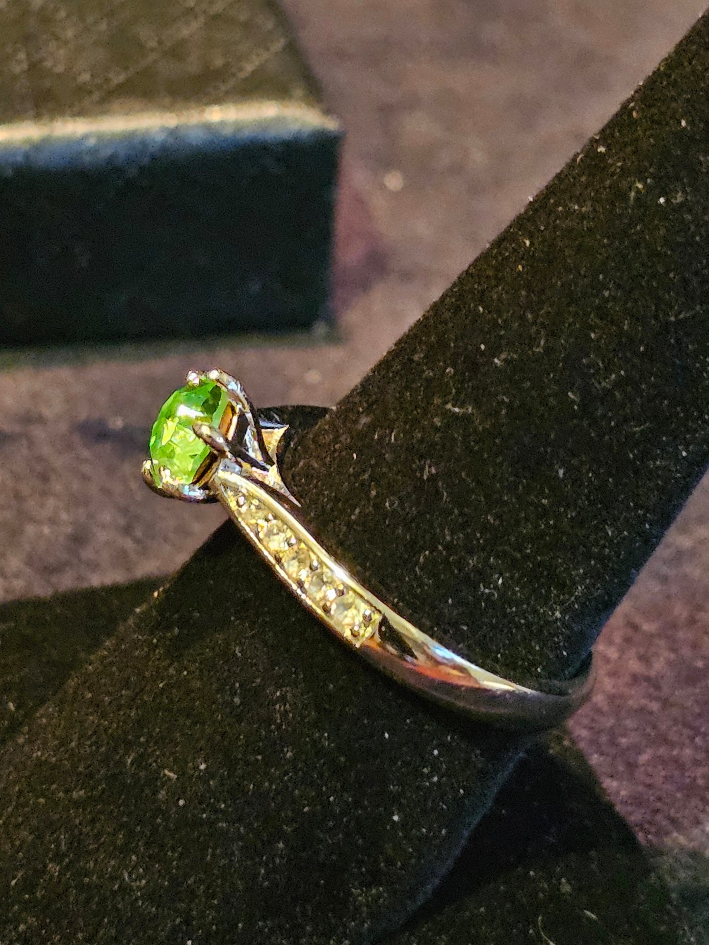 Uranium Glass Round cut Ring size 5, through size 10.5 in Sterling Silver vintage Uranium glass stone that glows under black / UV light