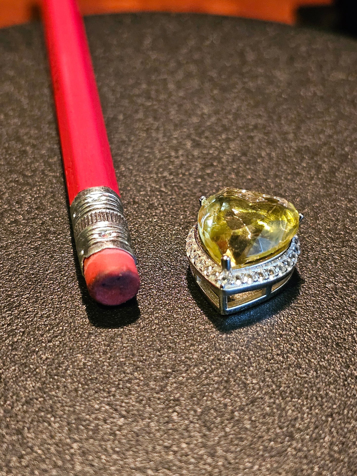 Uranium Glass Pendant in new Sterling Silver setting with a vintage 14 mm Heart cut Uranium Glass stone that glows under black / UV light