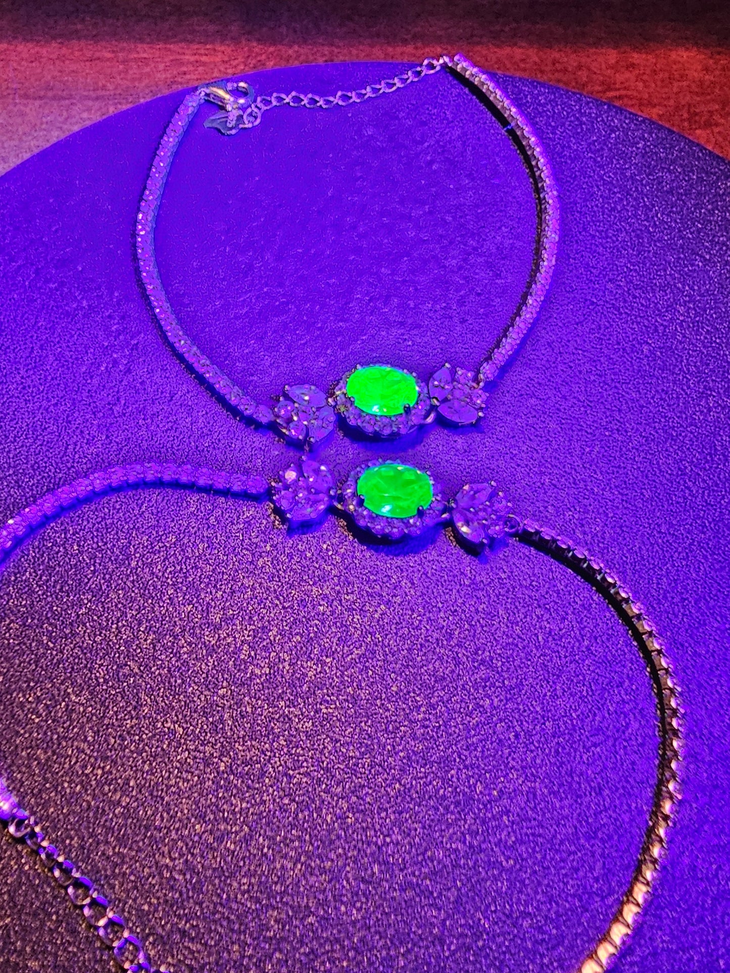 Uranium Glass Bracelet new Sterling Silver with accent stones to each side of vintage Uranium glass Oval stone glows under black / UV light
