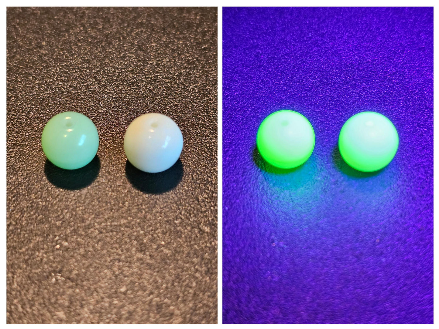 Uranium Glass Pendant Floating with chain in new Sterling Silver with a vintage 9 mm round Uranium Glass bead that glows under black / UV light