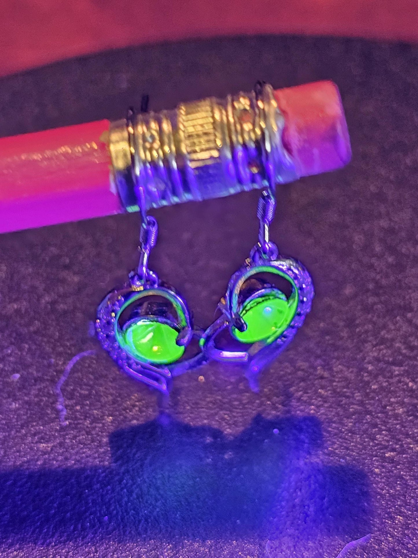 Uranium Glass Earrings in new Sterling Silver with Vintage Oval cut Uranium Glass stones that glows under black/UV light