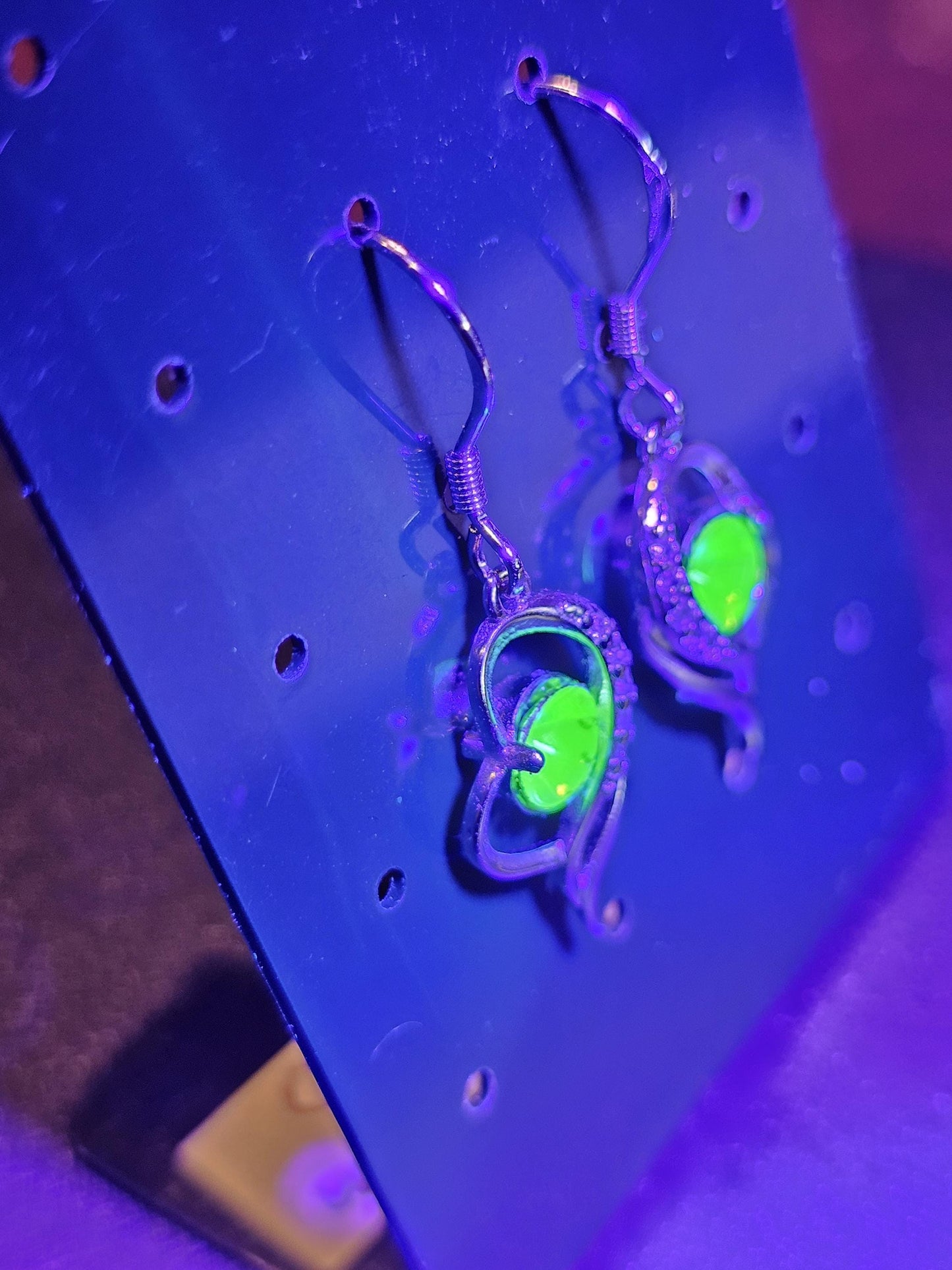 Uranium Glass Earrings in new Sterling Silver with Vintage Oval cut Uranium Glass stones that glows under black/UV light