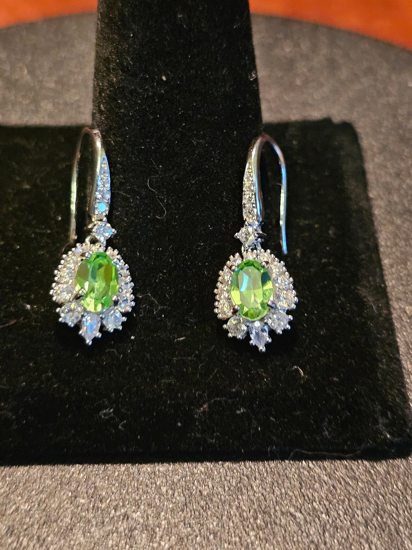 Uranium Glass Earrings in new Sterling Silver with Vintage5x7 mm Oval cut Uranium Glass stones that glow under black/UV light