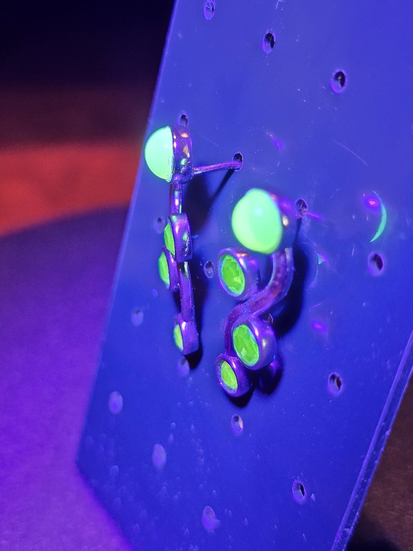 Uranium Glass Earrings in new Sterling Silver with Vintage round cut Uranium Glass stones in various sizes that glow under black/UV light