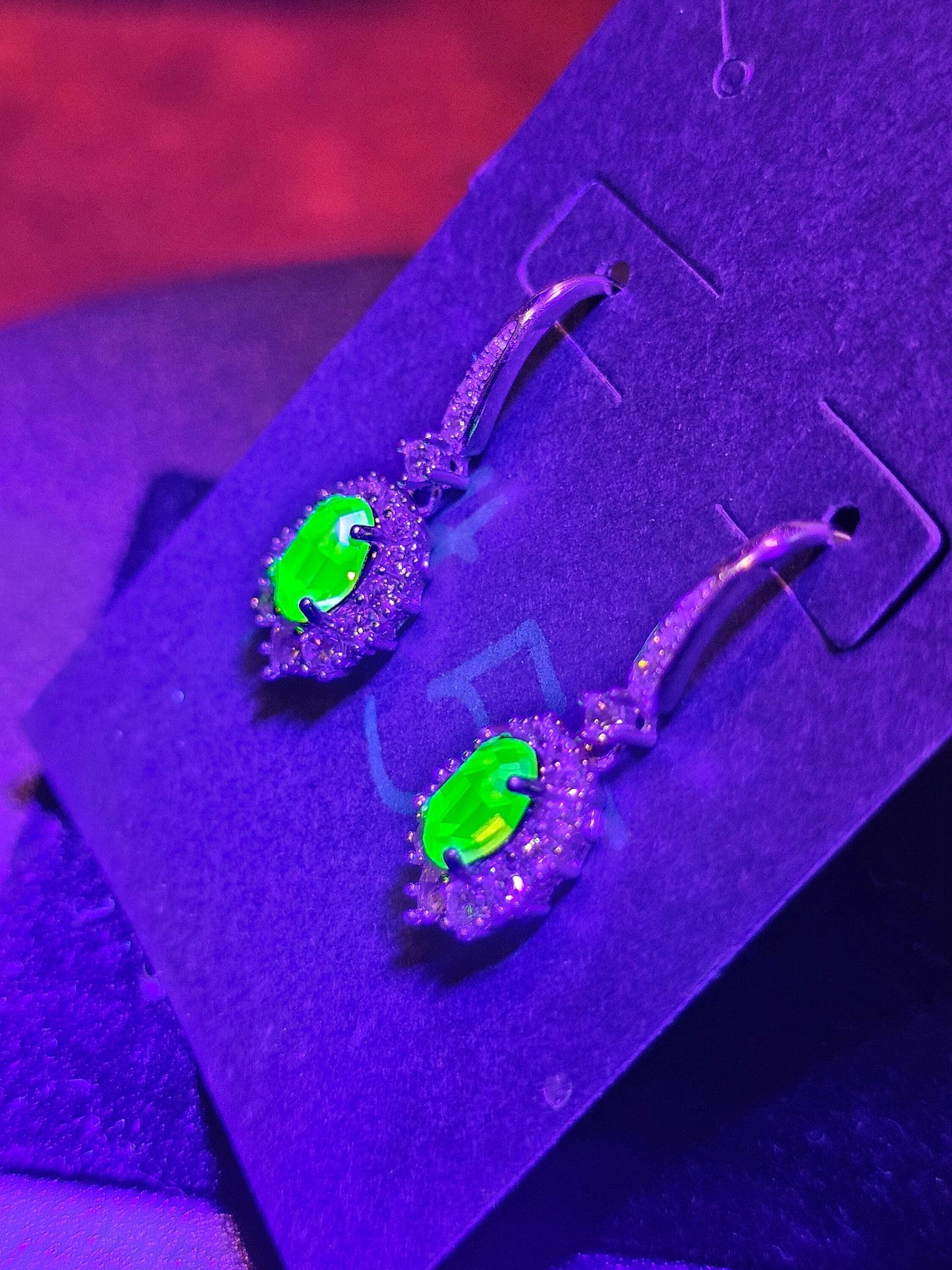 Uranium Glass Earrings in new Sterling Silver with Vintage5x7 mm Oval cut Uranium Glass stones that glow under black/UV light