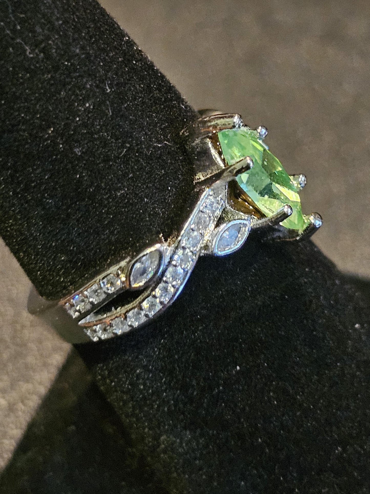 Uranium Glass Marquise cut Ring Size 7, 7.5, and 8 in new Sterling Silver with vintage Uranium glass stone that glows under black / UV light