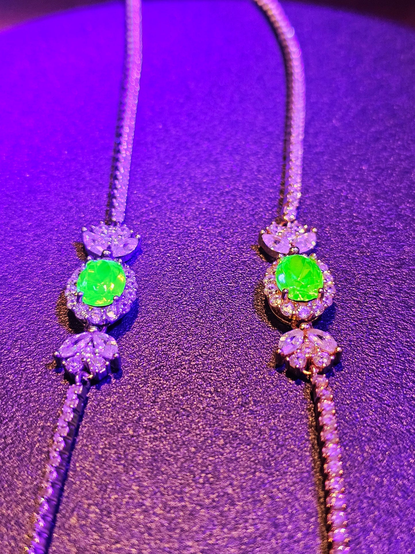 Uranium Glass Bracelet new Sterling Silver with accent stones to each side of vintage Uranium glass Oval stone glows under black / UV light