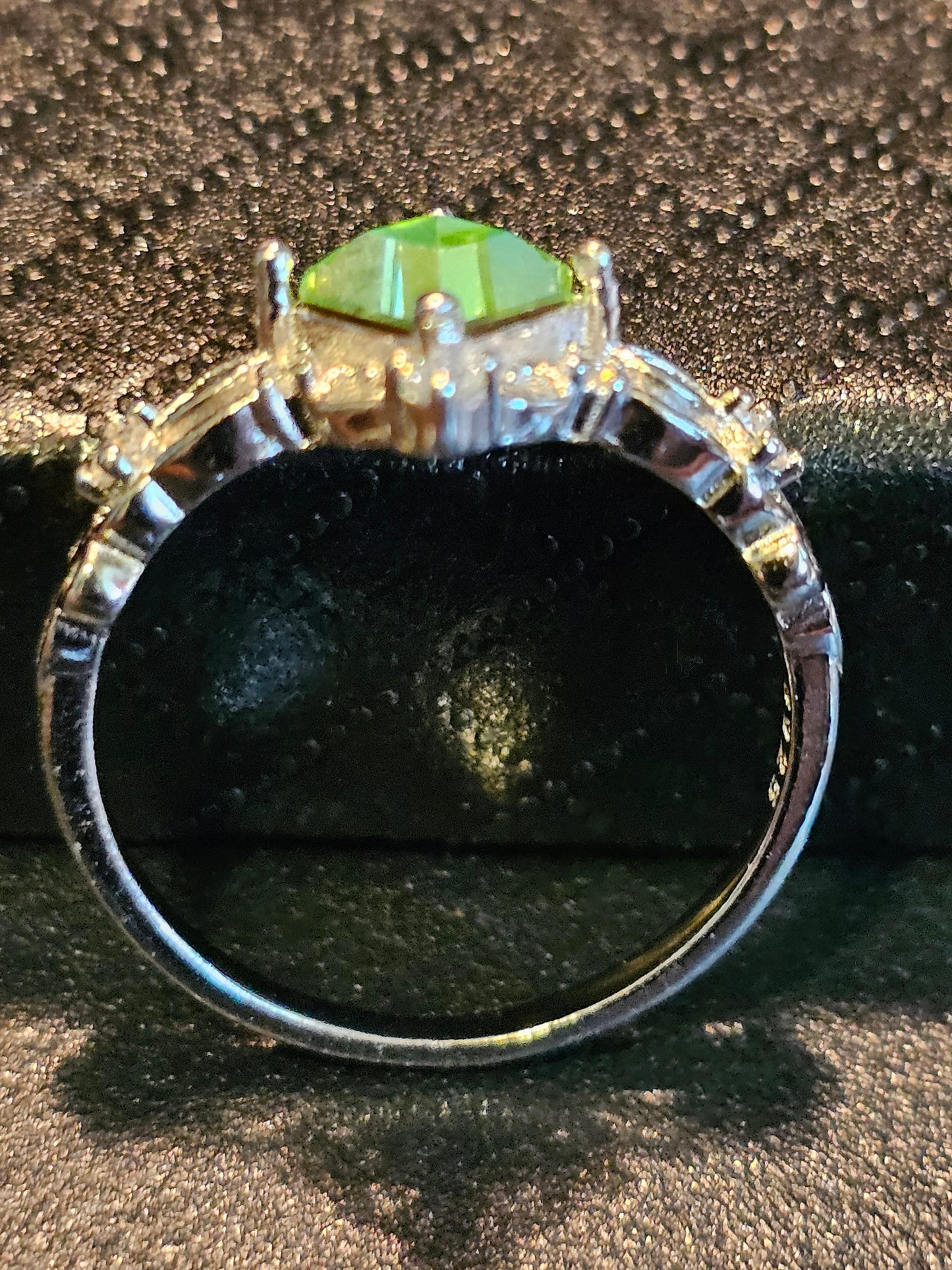 Uranium Glass Princess cut Ring size 6 to 10 new Sterling Silver with a vintage 6 mm Uranium glass stone that glows under black / UV light
