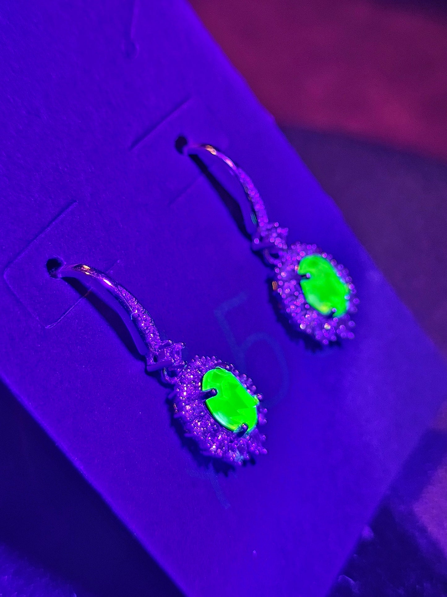 Uranium Glass Earrings in new Sterling Silver with Vintage5x7 mm Oval cut Uranium Glass stones that glow under black/UV light