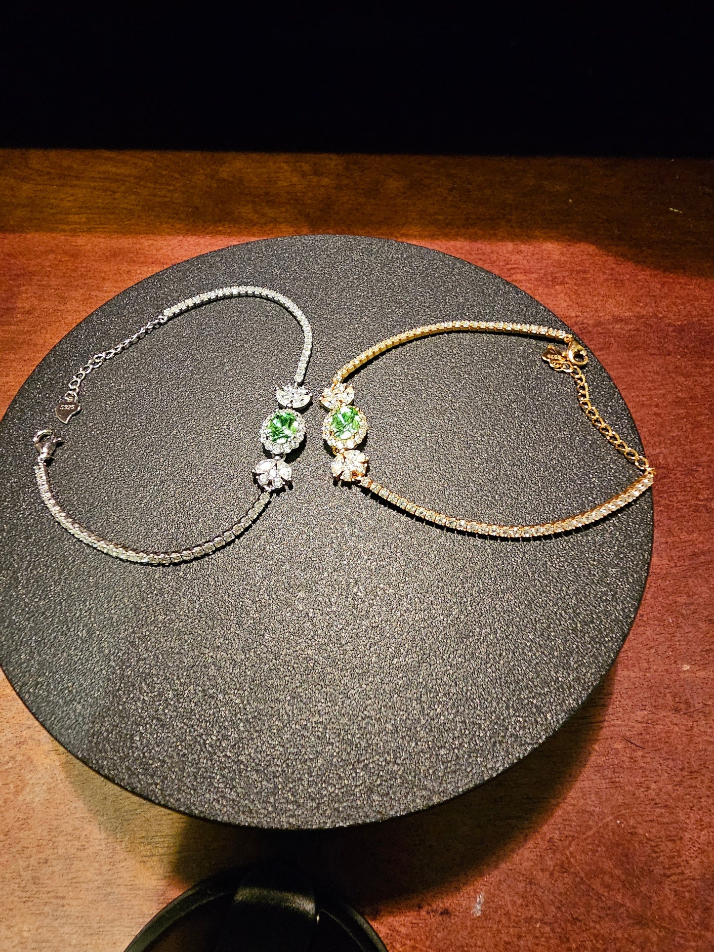 Uranium Glass Bracelet new Sterling Silver with accent stones to each side of vintage Uranium glass Oval stone glows under black / UV light