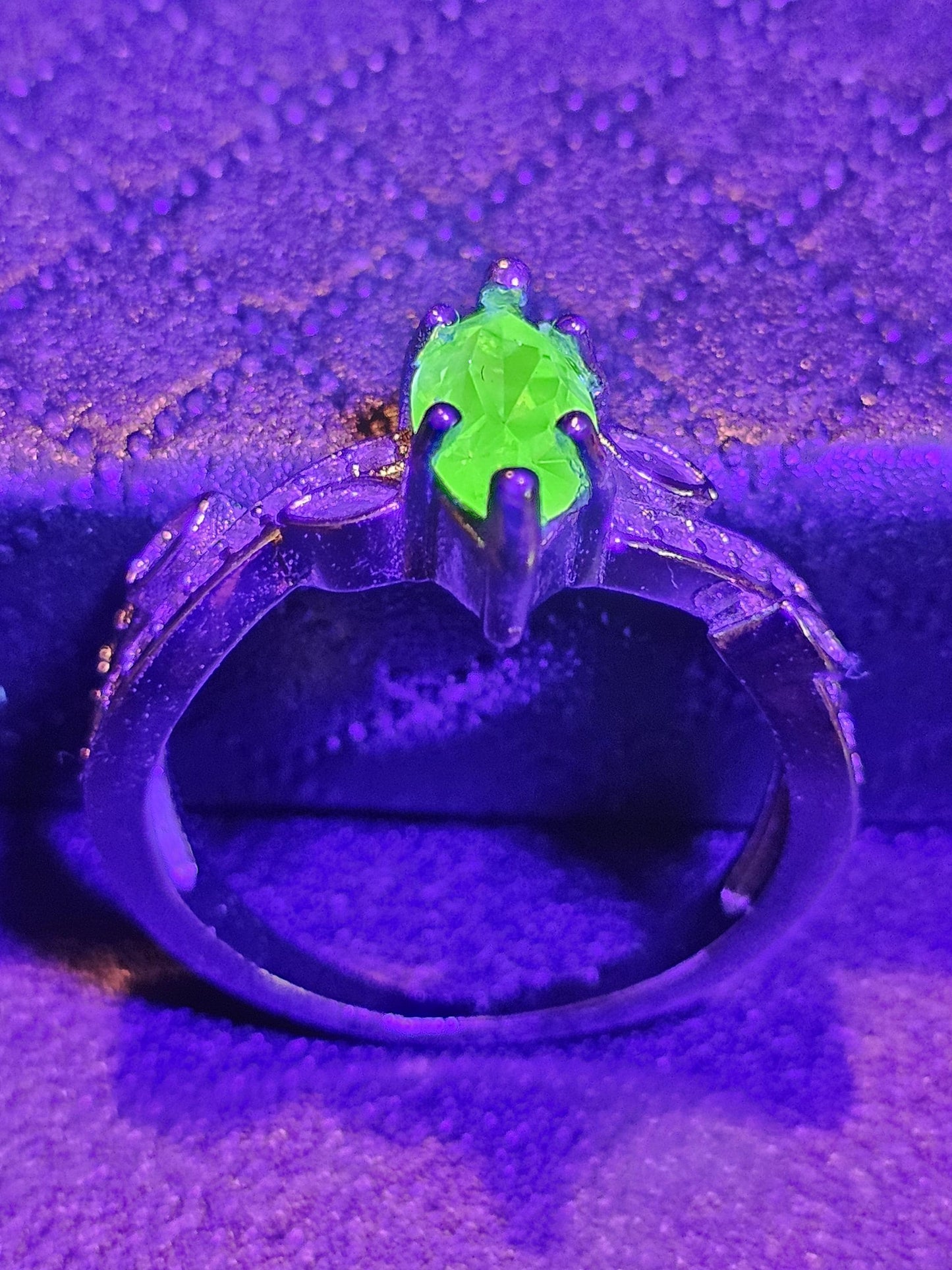 Uranium Glass Marquise cut Ring Size 7, 7.5, and 8 in new Sterling Silver with vintage Uranium glass stone that glows under black / UV light