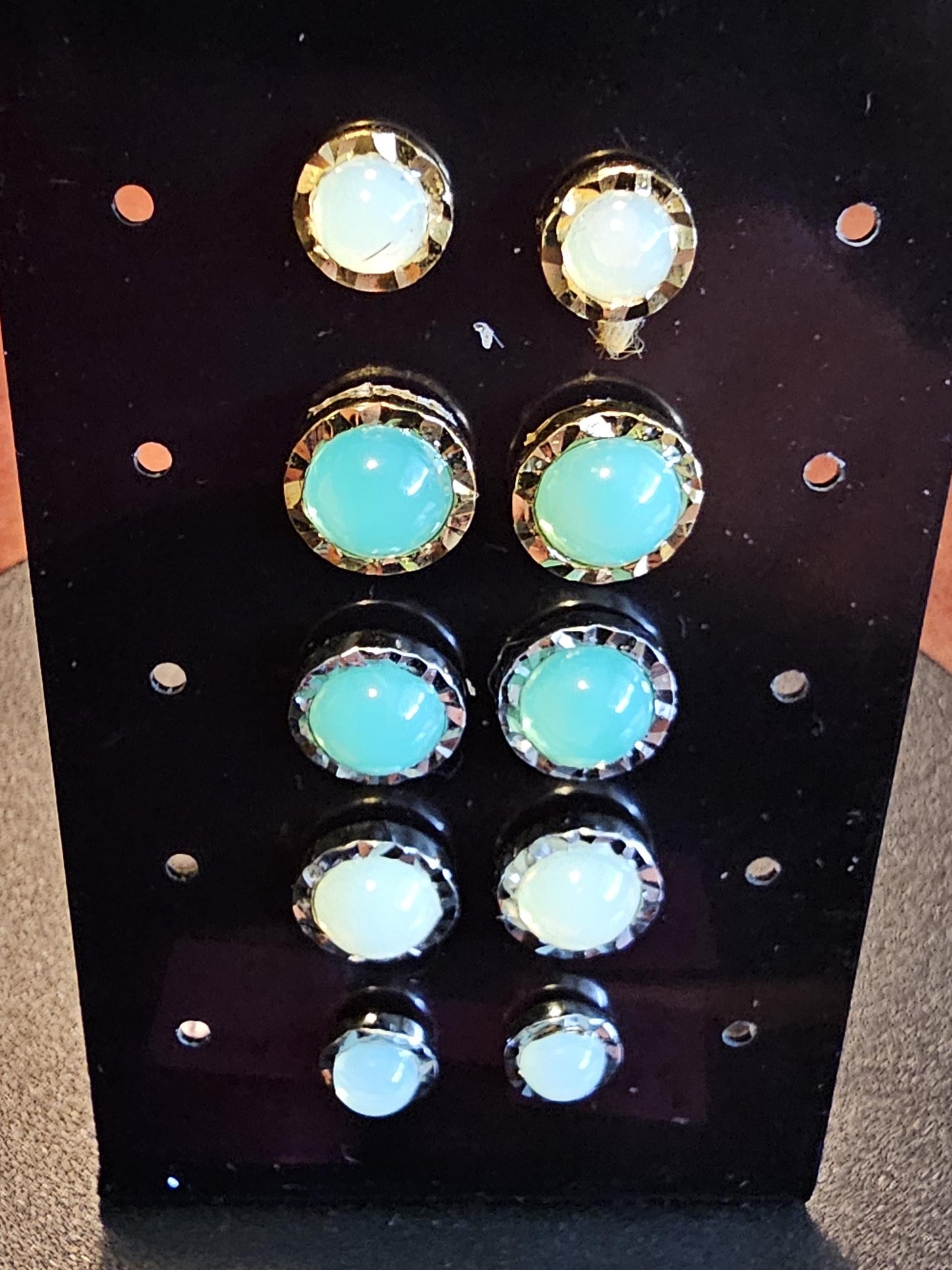 Uranium Glass Earrings in Sterling Silver or Gold-plated with Vintage 7 or 5mm Round cut Uranium Glass stones that glow under black/UV light