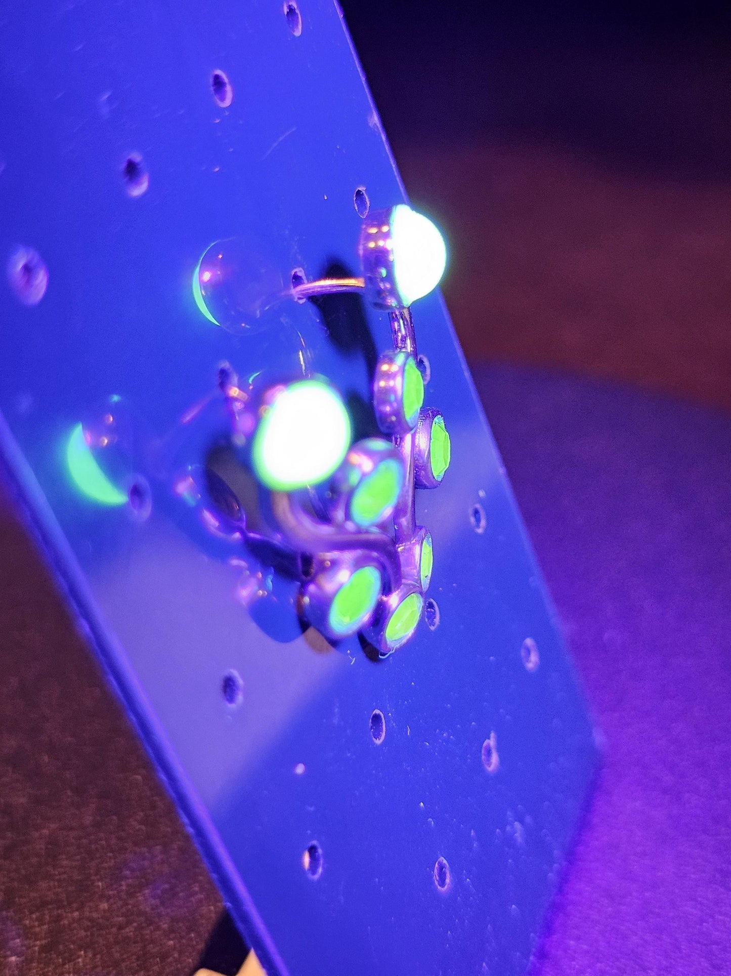Uranium Glass Earrings in new Sterling Silver with Vintage round cut Uranium Glass stones in various sizes that glow under black/UV light