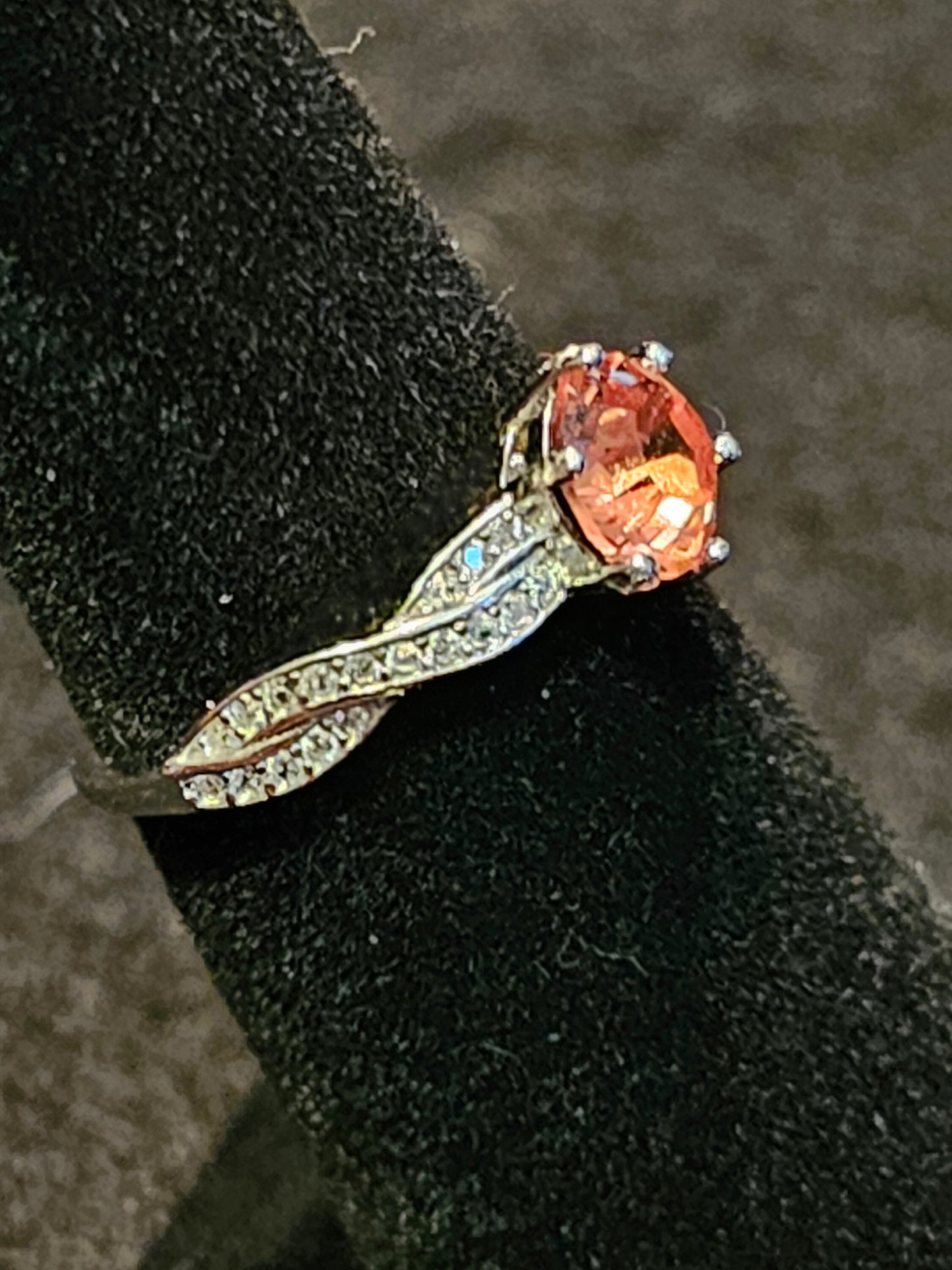 Uranium Glass Round cut Ring size 6 through 10 Sterling Silver with a vintage Pink Uranium glass stone that glows under black / UV light