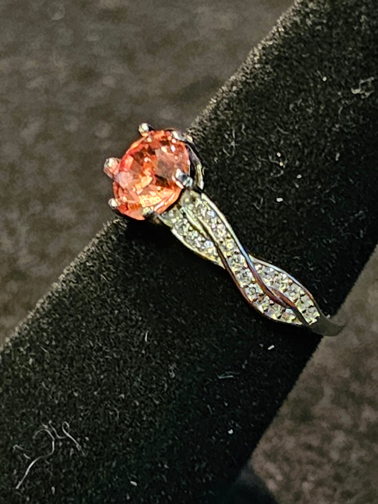 Uranium Glass Round cut Ring size 6 through 10 Sterling Silver with a vintage Pink Uranium glass stone that glows under black / UV light