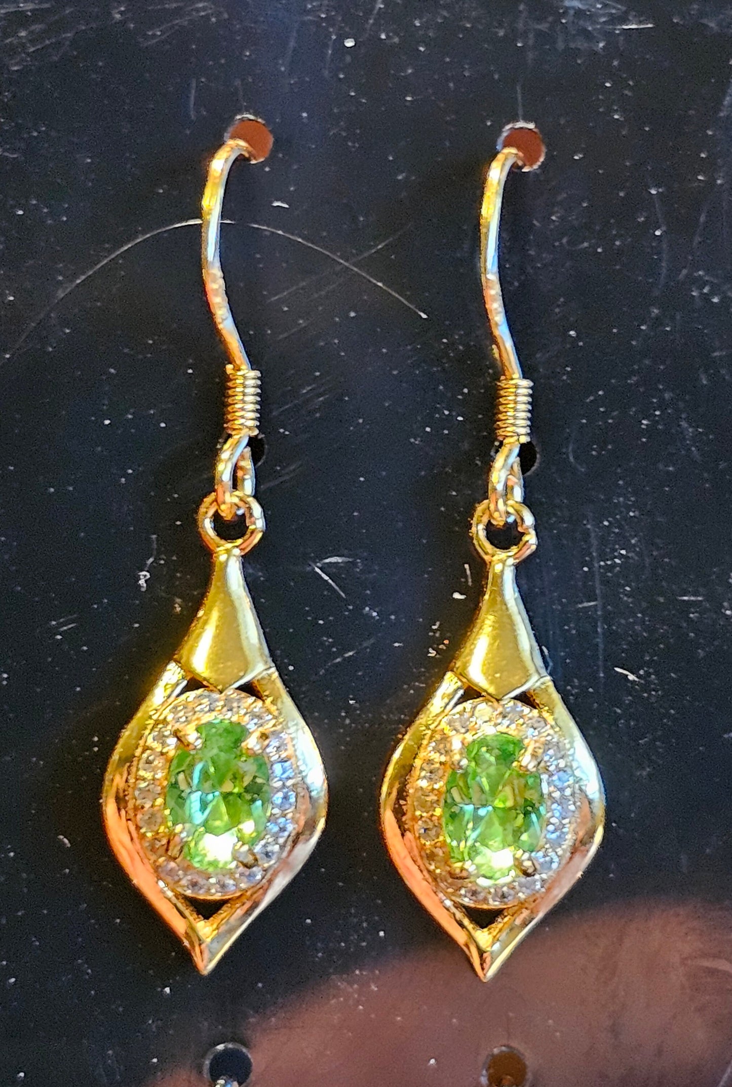 Uranium Glass Earrings in new White, Yellow, or Rose Gold plated Sterling Silver with Vintage Uranium Glass stones, glows under black/UV lig