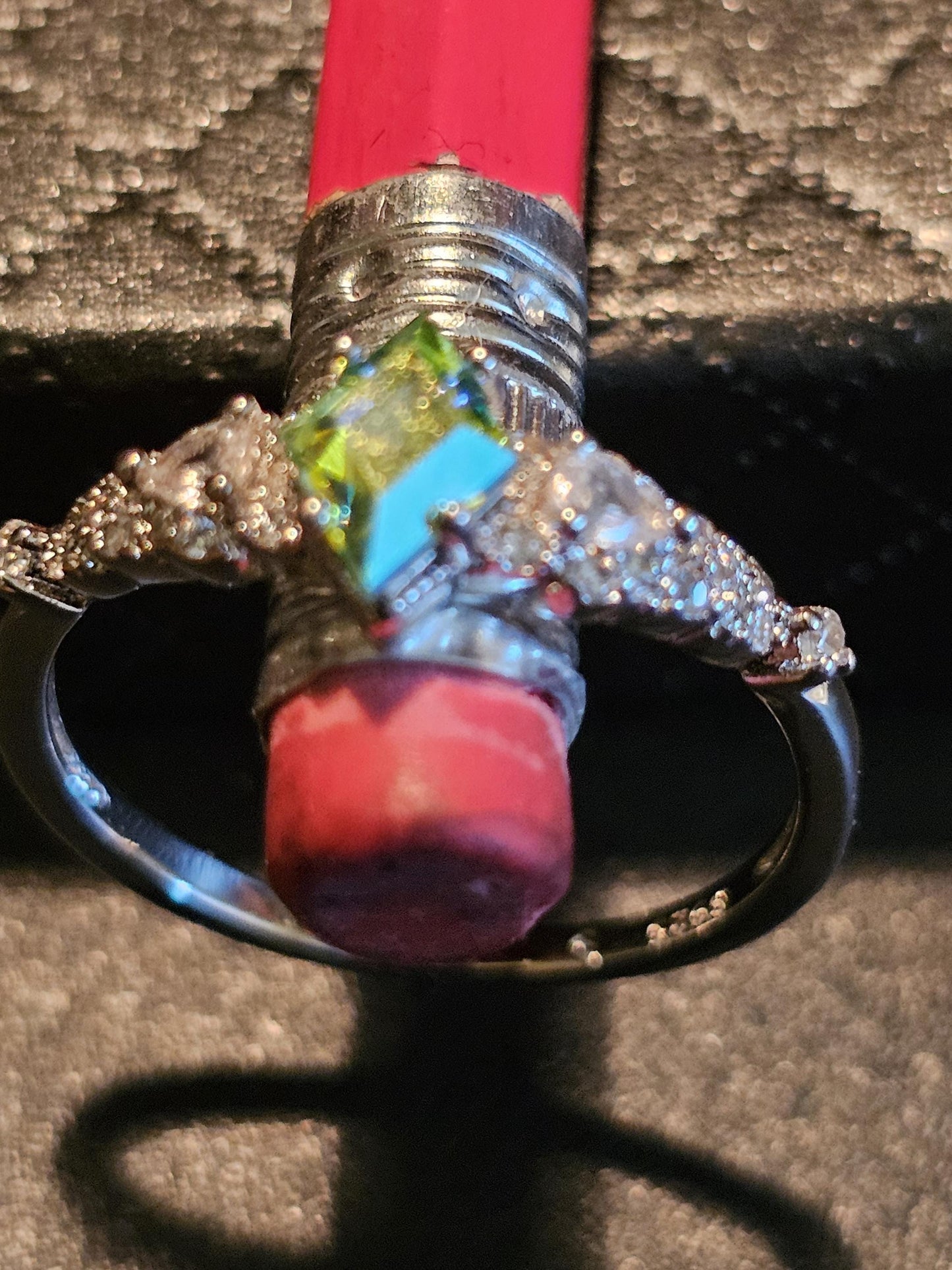 Uranium Glass Kite cut Ring size 6 to 10 in new Sterling Silver with a vintage 8x5 mm Uranium glass stone that glows under black / UV light