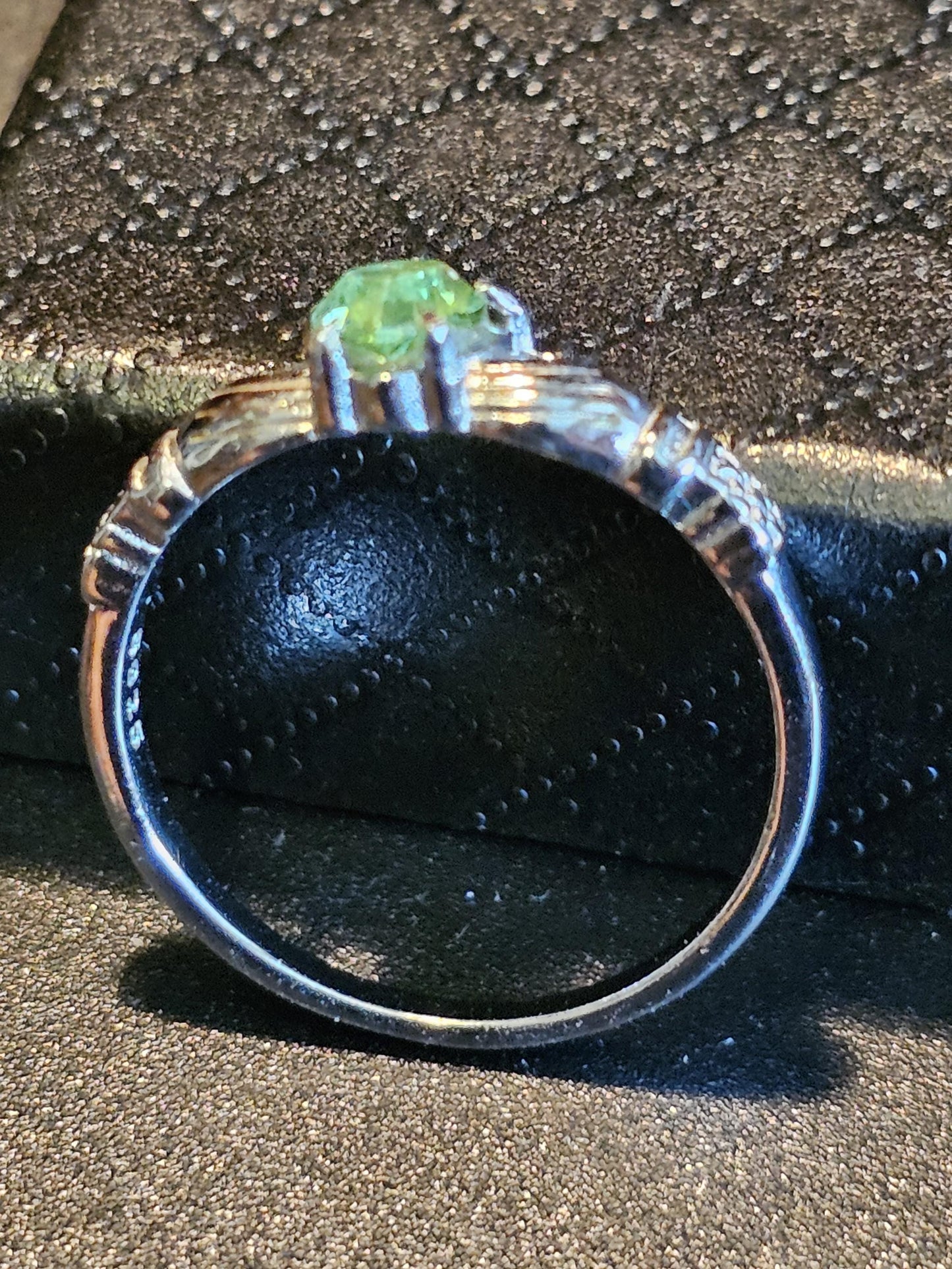 Uranium Glass Heart cut Claddagh Ring size 6 to 10 new Sterling Silver with a vintage Uranium glass stone that glows under black/UV light