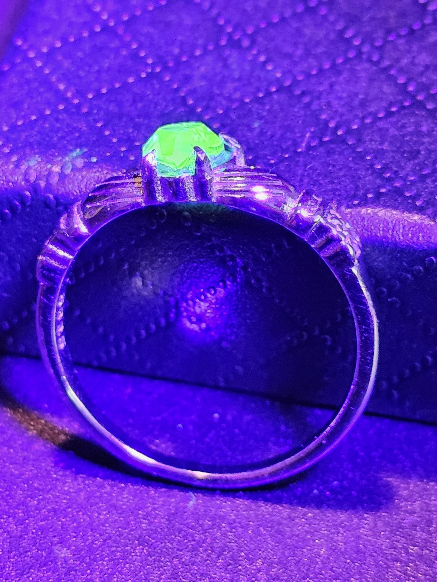 Uranium Glass Heart cut Claddagh Ring size 6 to 10 new Sterling Silver with a vintage Uranium glass stone that glows under black/UV light