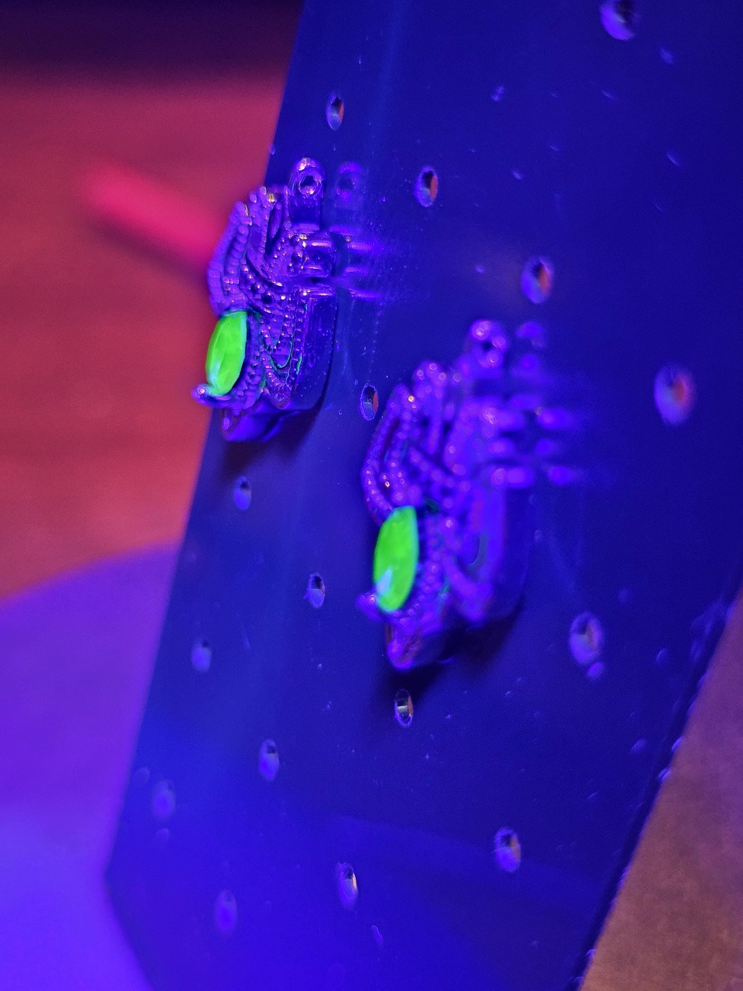 Uranium Glass Earrings in new Sterling Silver Fleur-De-Lis design with Vintage Uranium Glass stones that glow under black/UV light