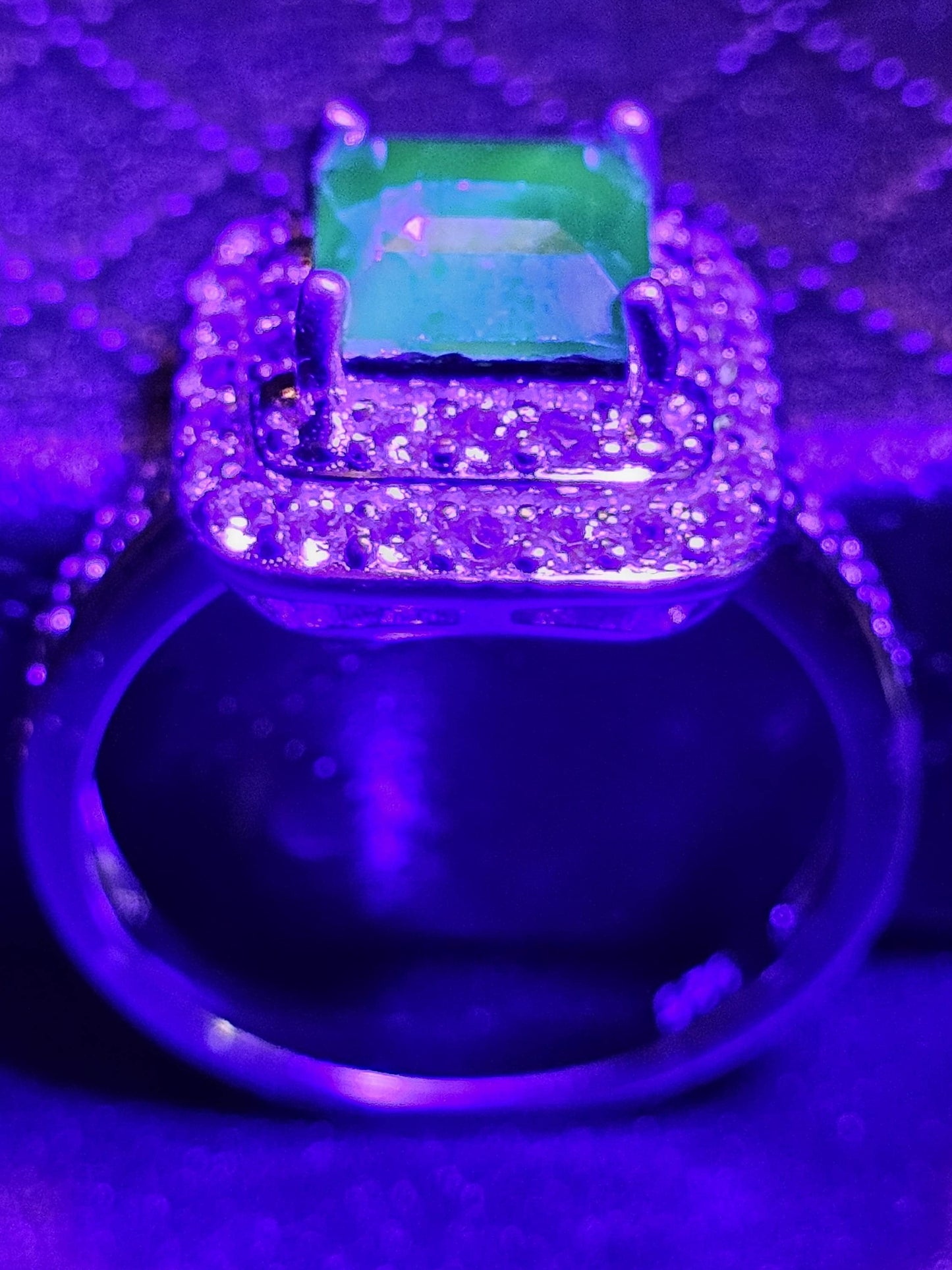 Uranium Glass Princess cut Ring size 4 to 10.5 Sterling Silver with super rare Blue Uranium glass stone that glows under black / UV light