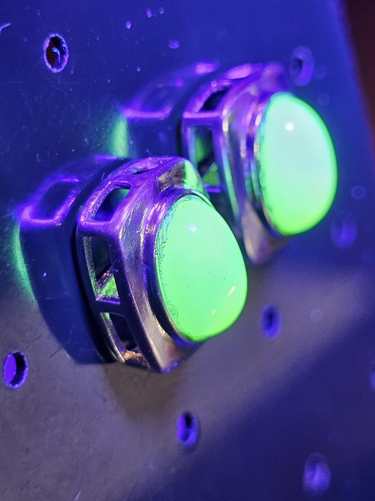 Uranium Glass Earrings Bezel mount in new Sterling Silver with Vintage Oval cut Uranium Glass stones that glow under black/UV light