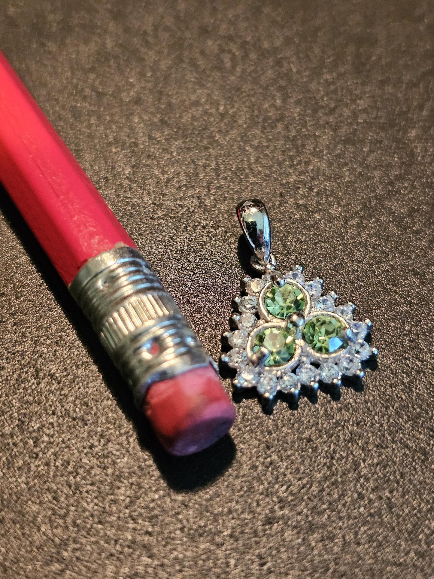 Uranium Glass Pendant new Sterling Silver with three vintage Round cut 4 mm vintage Uranium Glass stones glows under black / UV light