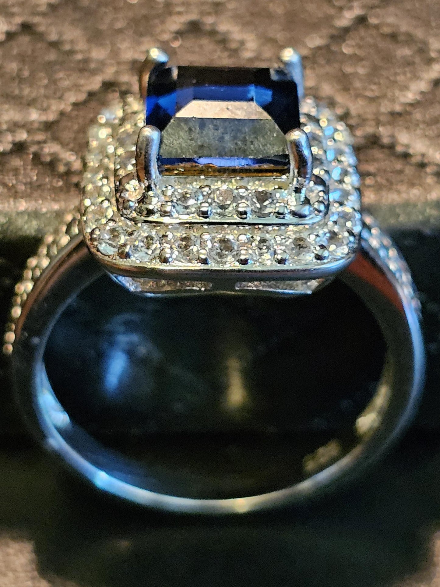 Uranium Glass Princess cut Ring size 4 to 10.5 Sterling Silver with super rare Blue Uranium glass stone that glows under black / UV light