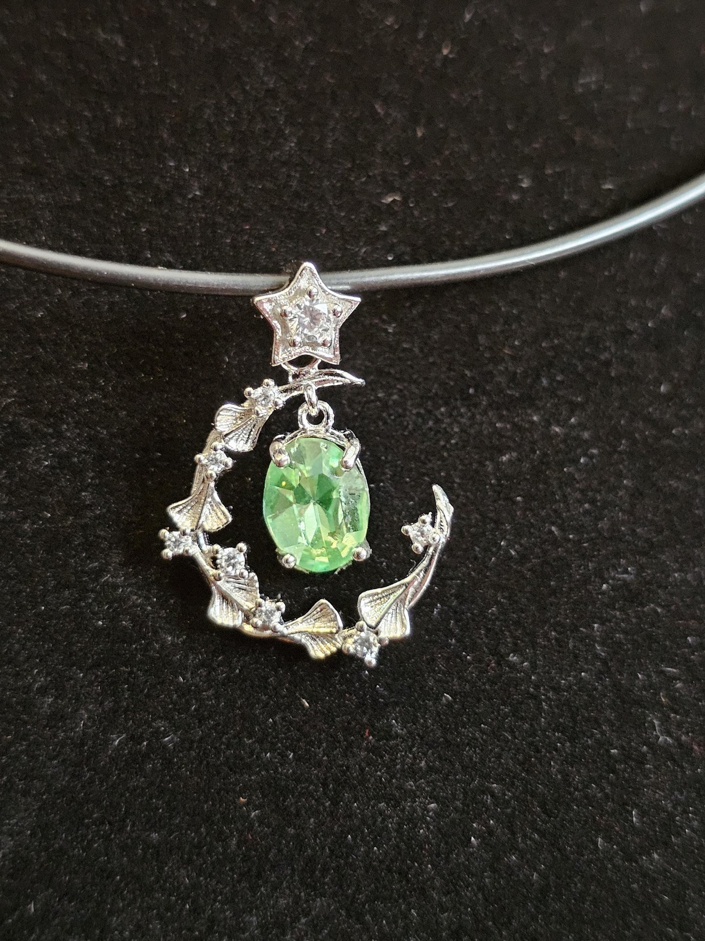 Uranium Glass Pendant in new Sterling Silver setting with a vintage 8x6 mm Oval cut Uranium Glass stone that glows under black / UV light