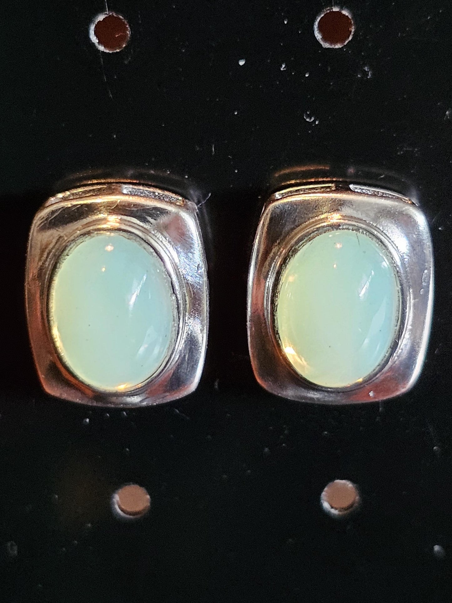 Uranium Glass Earrings Bezel mount in new Sterling Silver with Vintage Oval cut Uranium Glass stones that glow under black/UV light