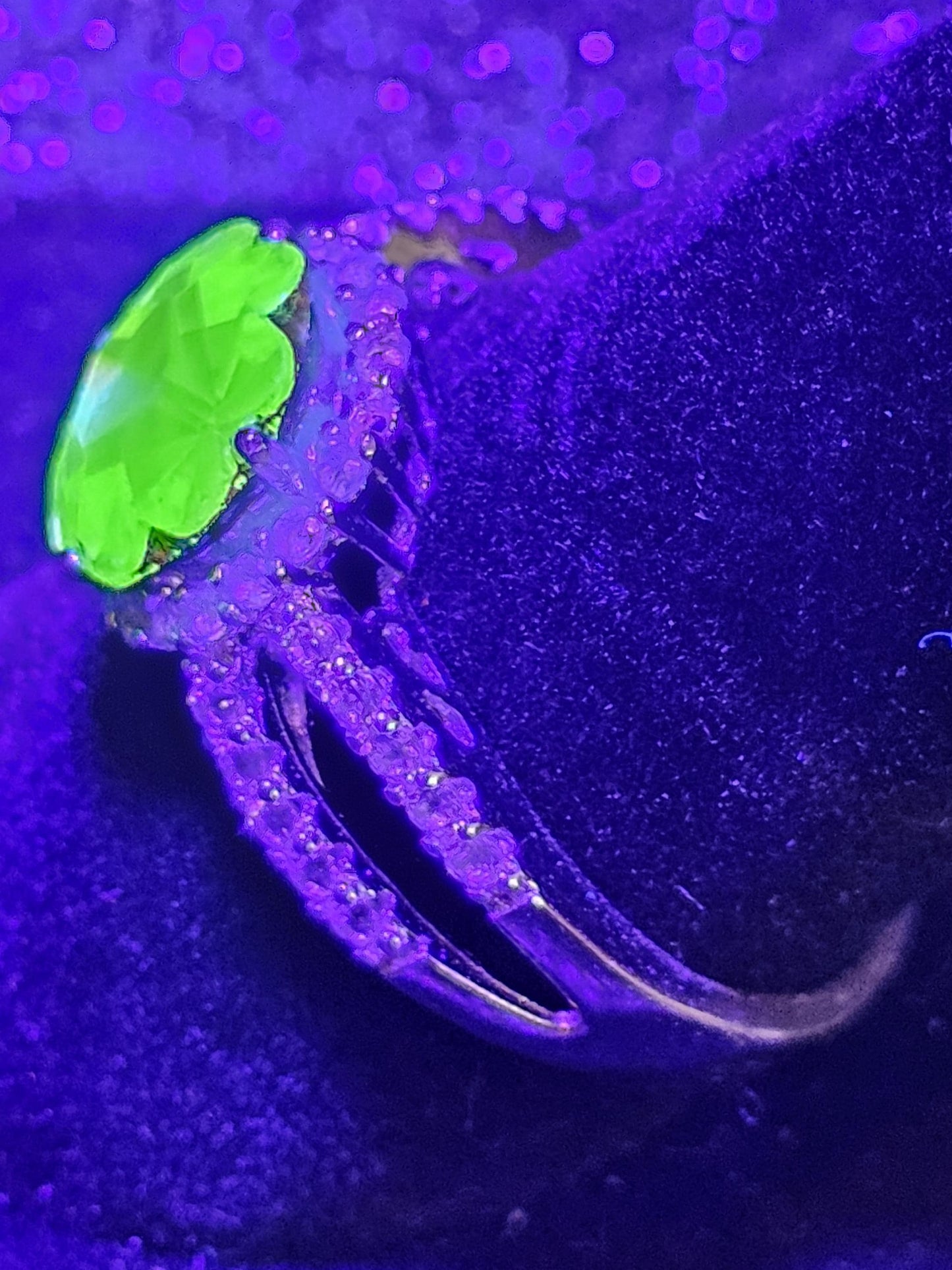 Uranium Glass Margarita cut Ring new Sterling Silver in size 9.5 with a vintage 9 mm Uranium glass stone that glows under black / UV light