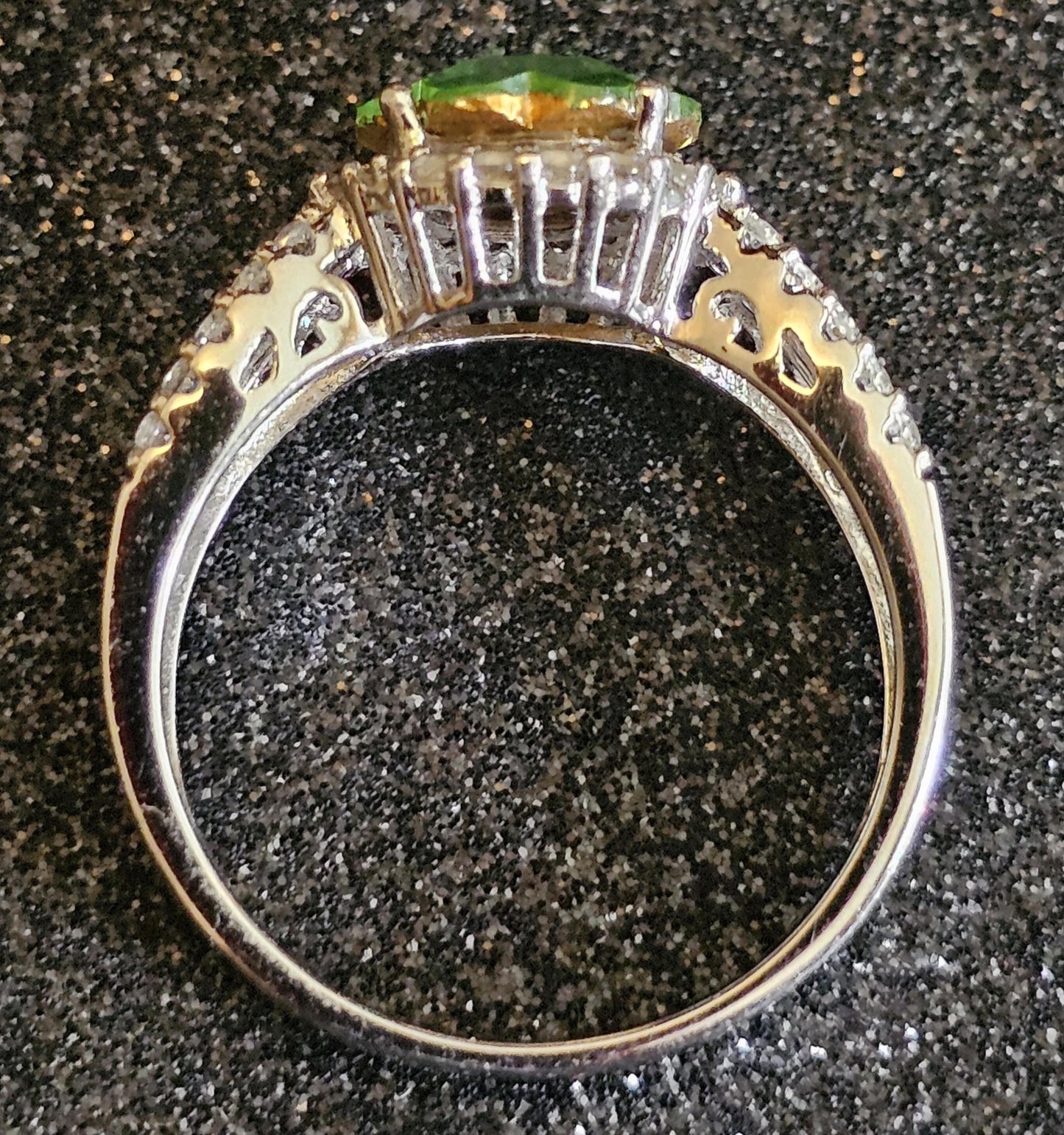 Uranium Glass Margarita cut Ring new Sterling Silver in size 9.5 with a vintage 9 mm Uranium glass stone that glows under black / UV light