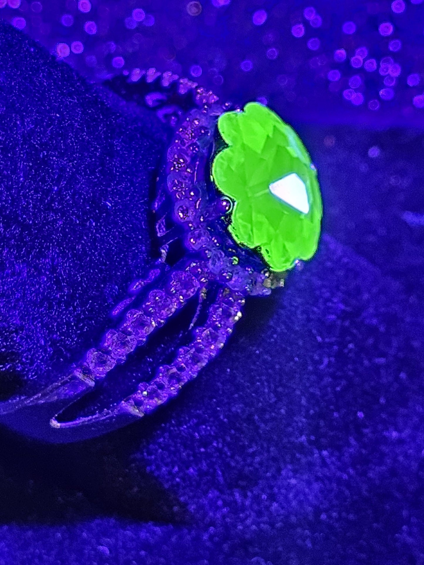Uranium Glass Margarita cut Ring new Sterling Silver in size 9.5 with a vintage 9 mm Uranium glass stone that glows under black / UV light