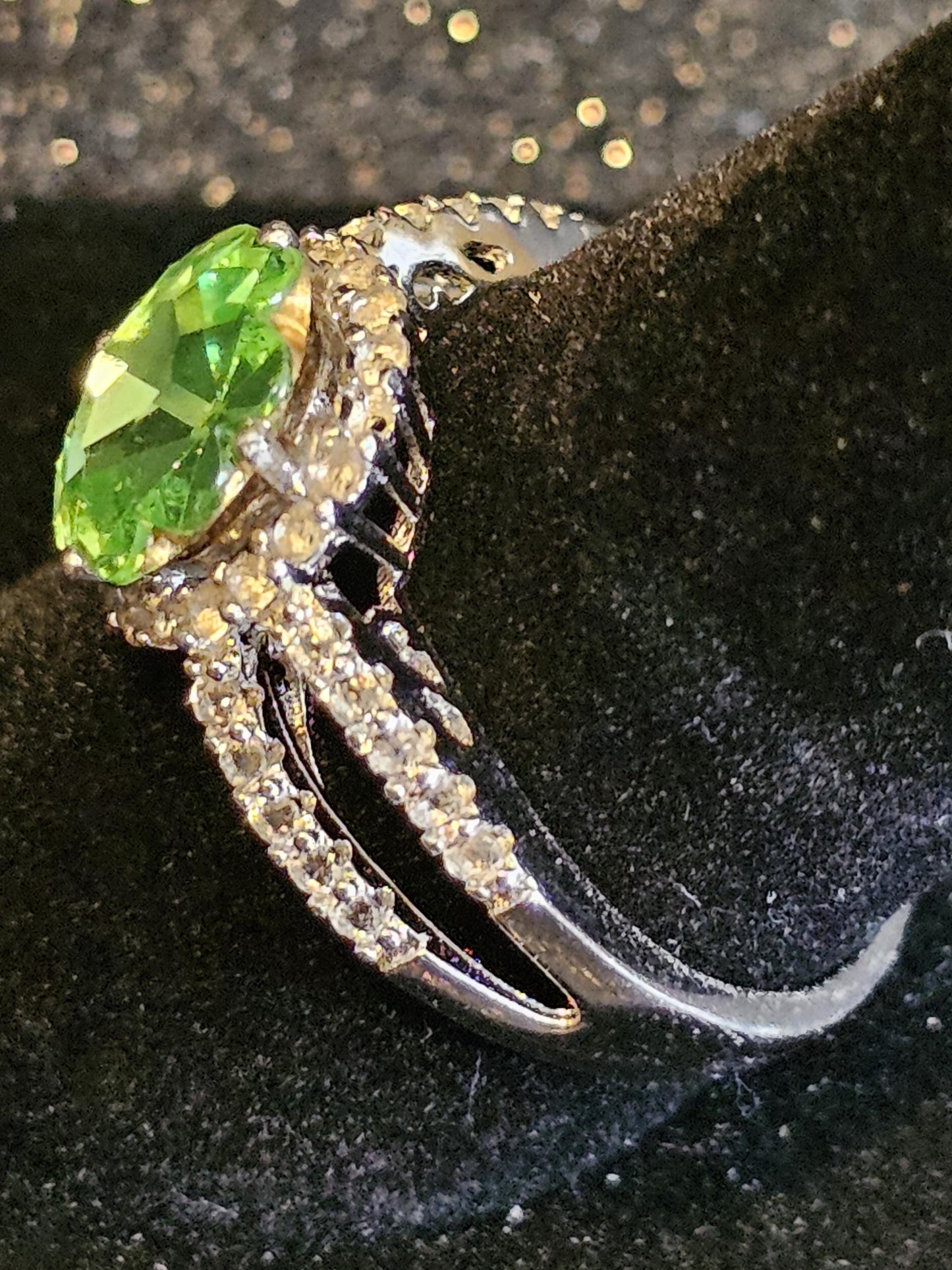 Uranium Glass Margarita cut Ring new Sterling Silver in size 9.5 with a vintage 9 mm Uranium glass stone that glows under black / UV light
