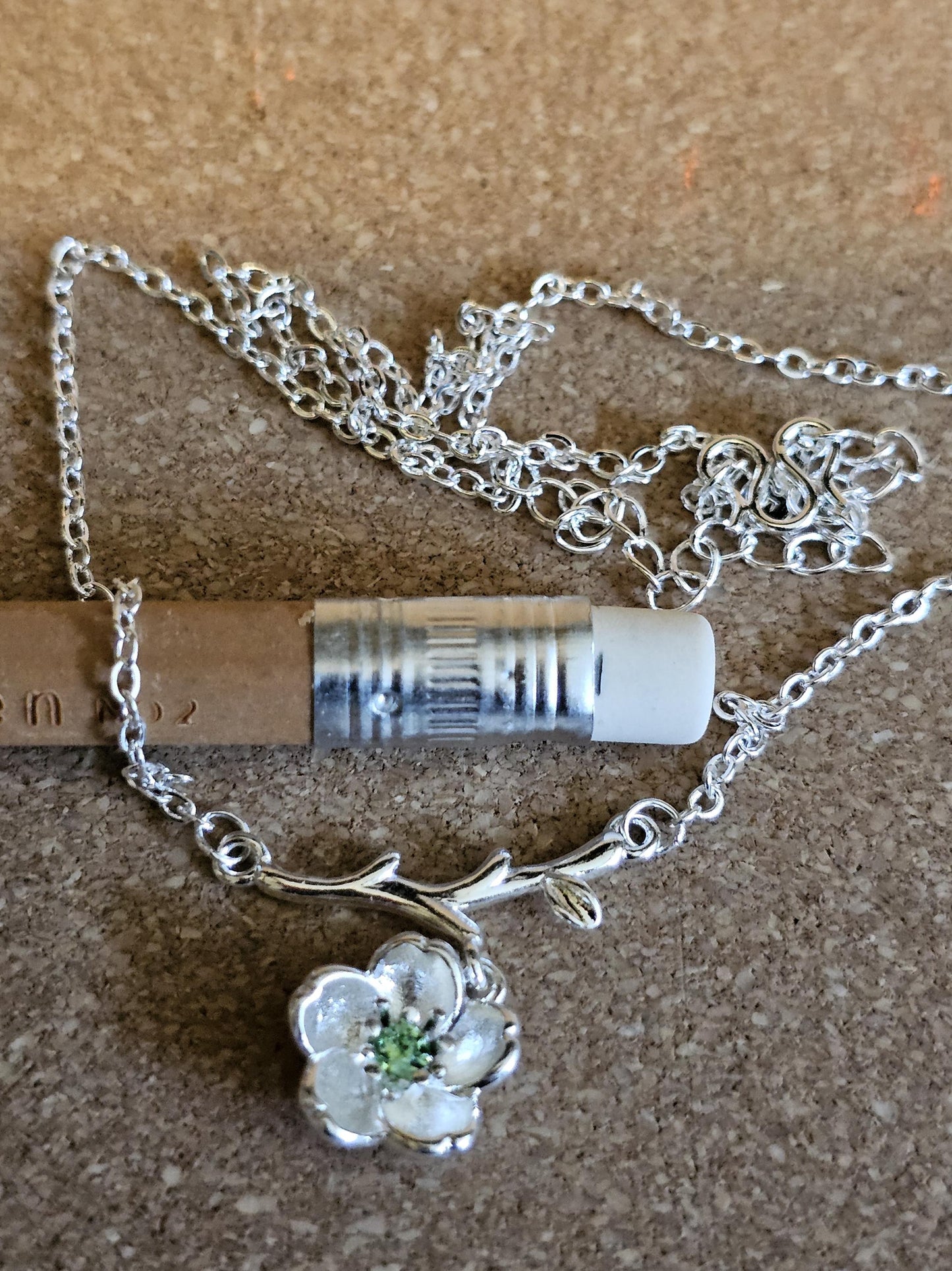 Uranium Glass Pendant w/ necklace beautiful new Sterling Silver setting with vintage Uranium glass stone that glows under black / UV light
