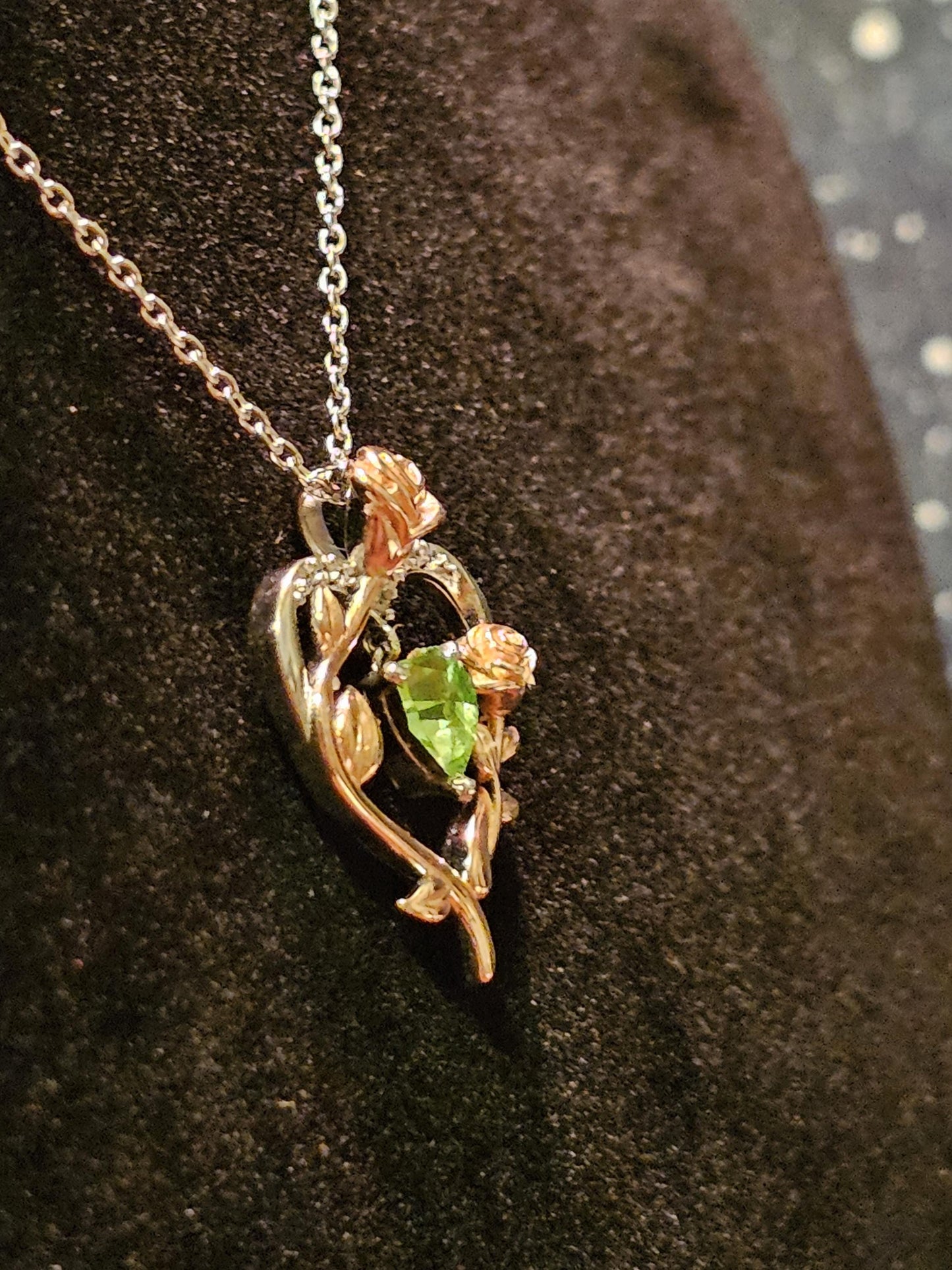 Uranium Glass Pendant w/ necklace, new Sterling Silver setting with vintage Heart cut Uranium glass stone that glows under black/UV light