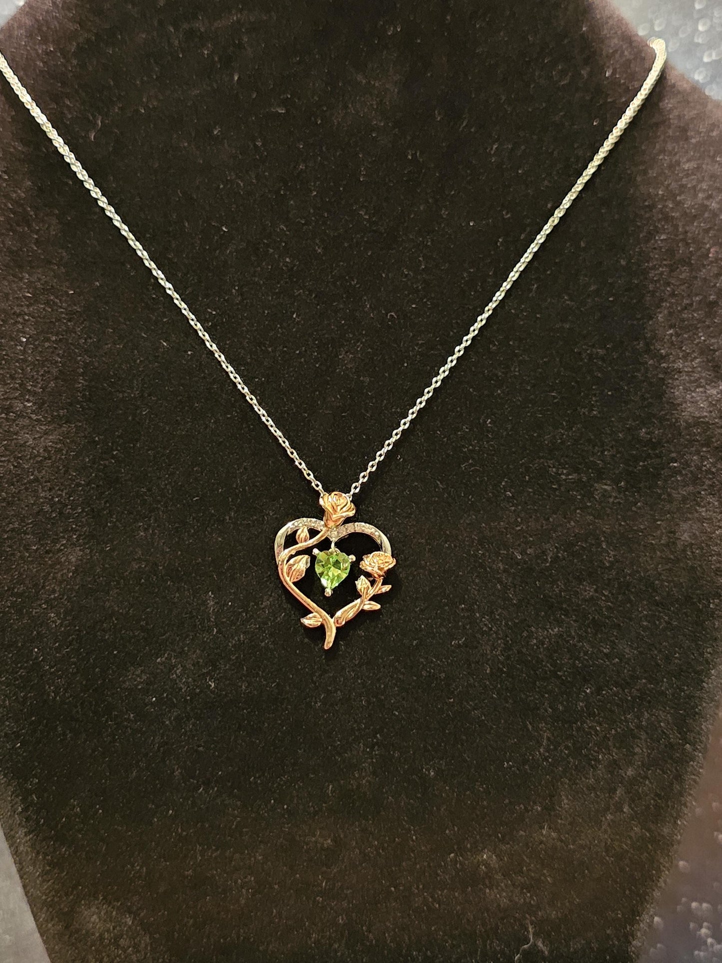 Uranium Glass Pendant w/ necklace, new Sterling Silver setting with vintage Heart cut Uranium glass stone that glows under black/UV light