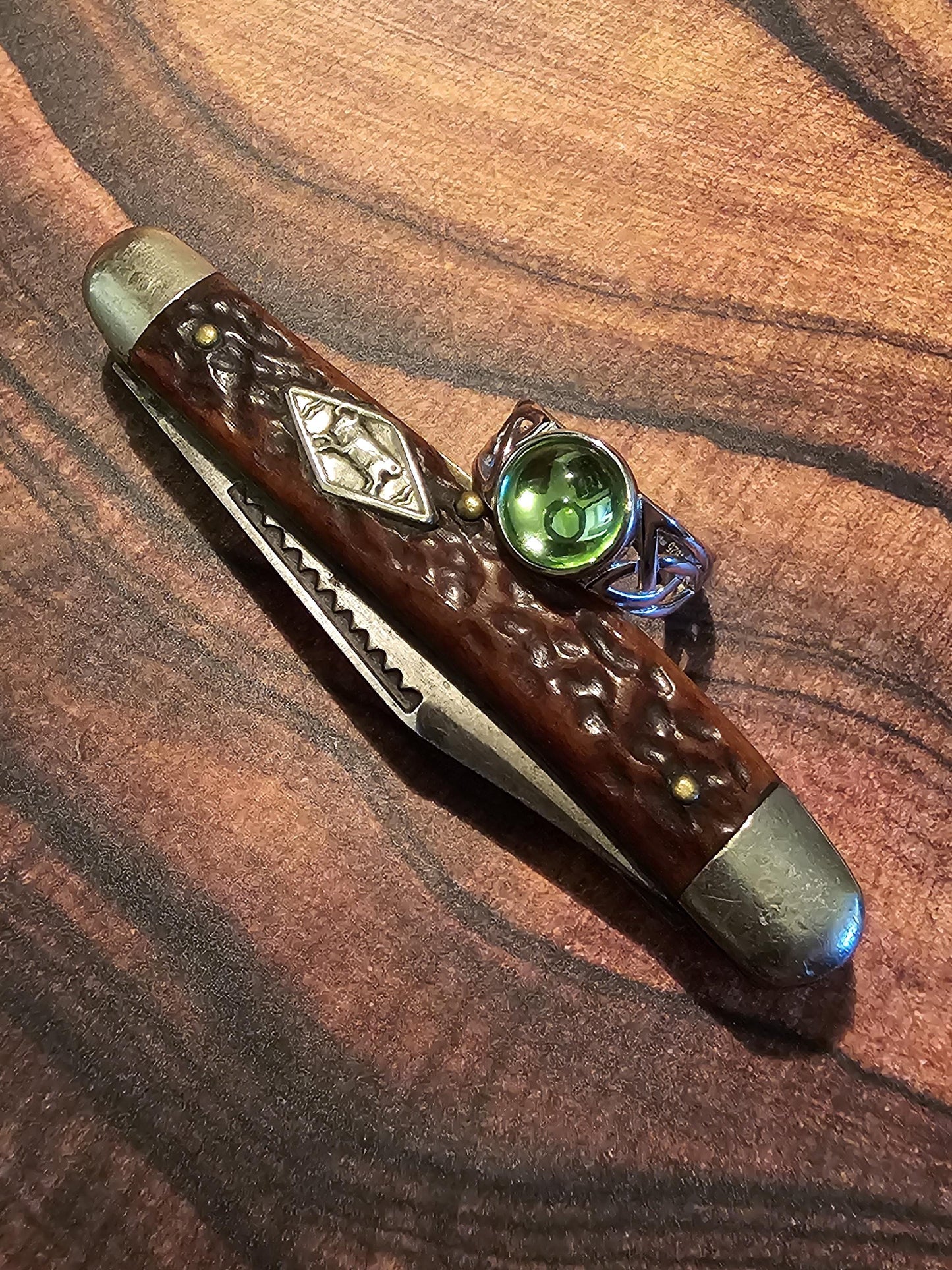 Uranium Glass Ring Celtic Knot SPECIAL ORDER for Jody New Sterling Silver with vintage Uranium glass stone that glows under black/UV light