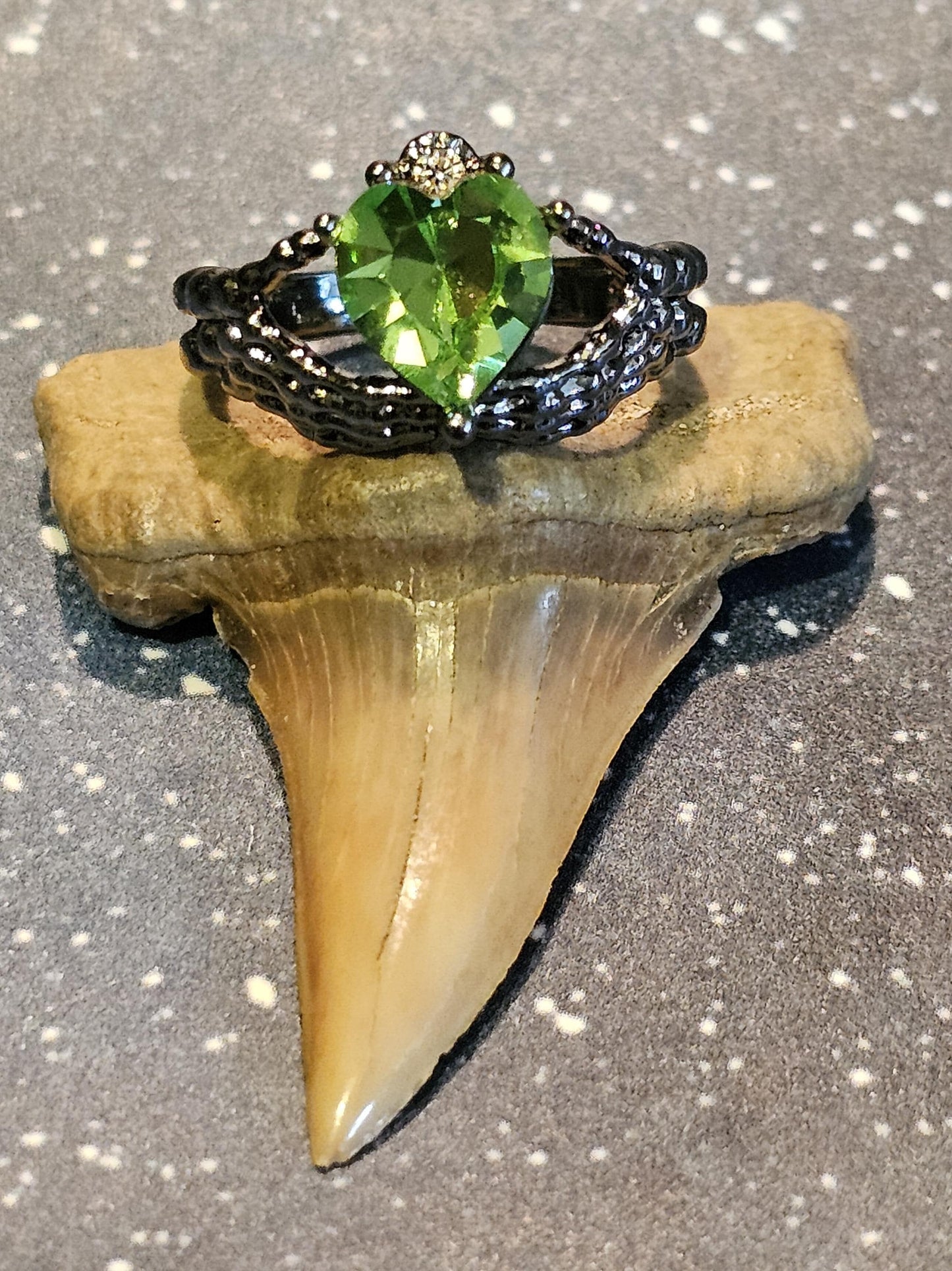 Uranium Glass Heart cut new Elecplated Claddagh Ring in size 6 to 10 with a vintage Uranium glass stone that glows under black/UV light
