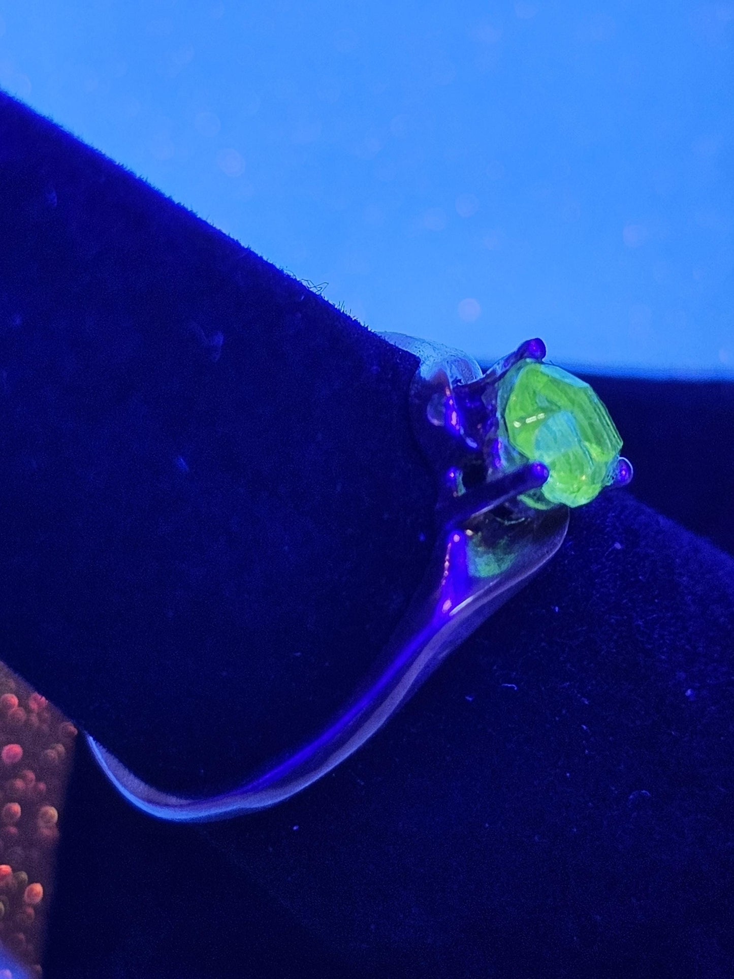 Uranium Glass Heart cut Ring size 7 new Sterling Silver with a vintage 5 mm Uranium glass stone that glows under black UV light