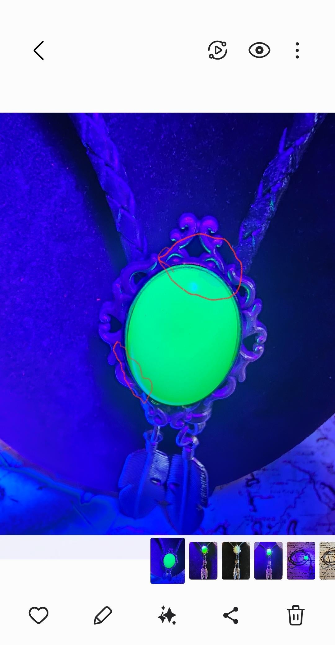 Uranium Glass Bolo Tie, Leather cord, 2 tip choices vintage White/Yellowish 25x18 mm Uranium Glass stone that glow under black/UV light