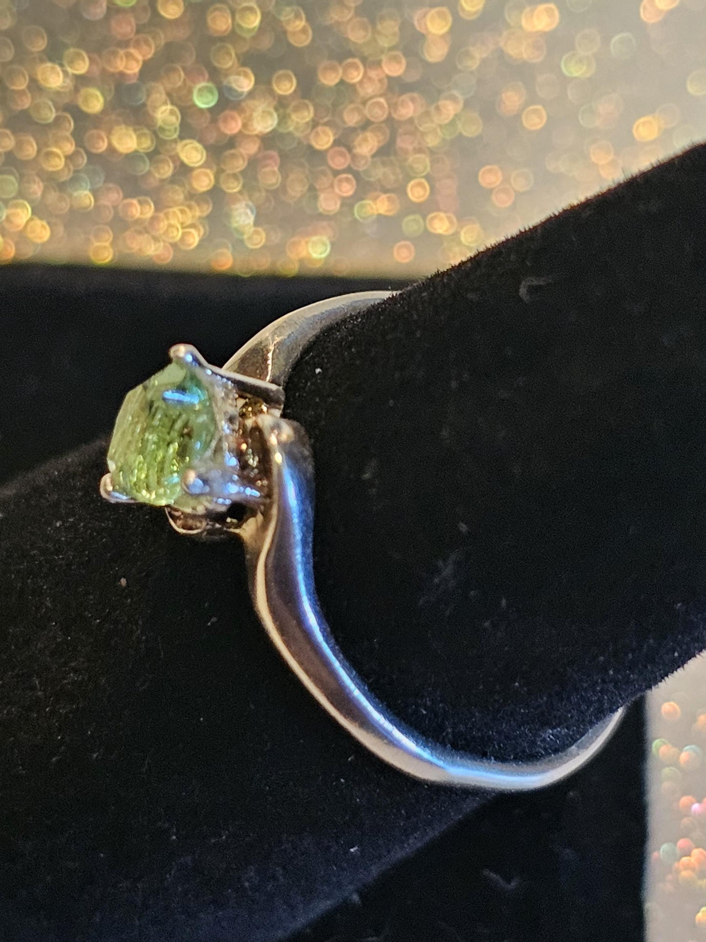 Uranium Glass Heart cut Ring size 7 new Sterling Silver with a vintage 5 mm Uranium glass stone that glows under black UV light