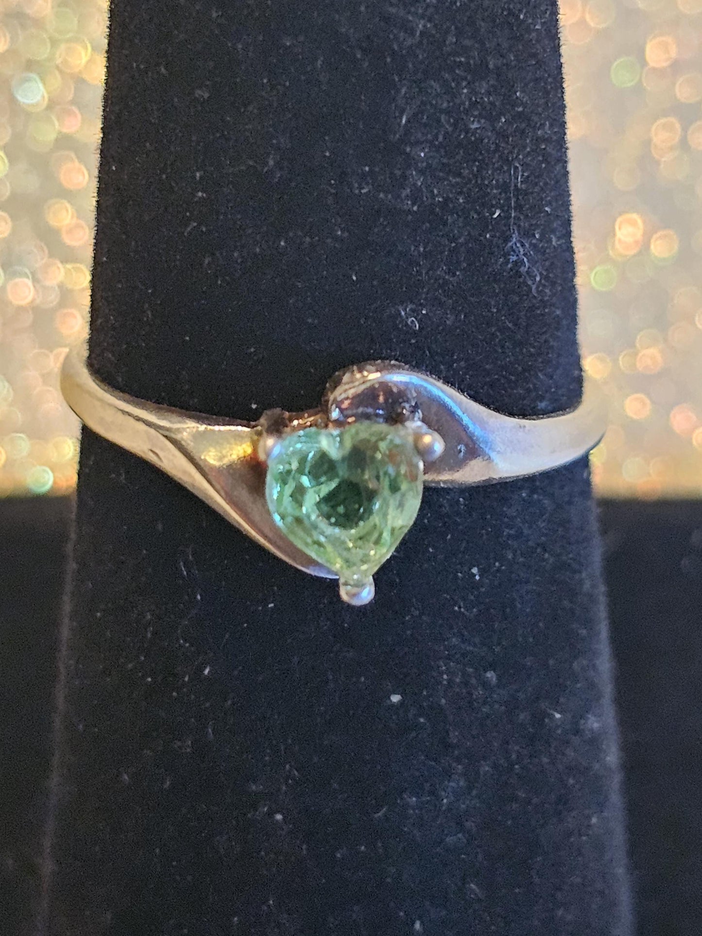 Uranium Glass Heart cut Ring size 7 new Sterling Silver with a vintage 5 mm Uranium glass stone that glows under black UV light