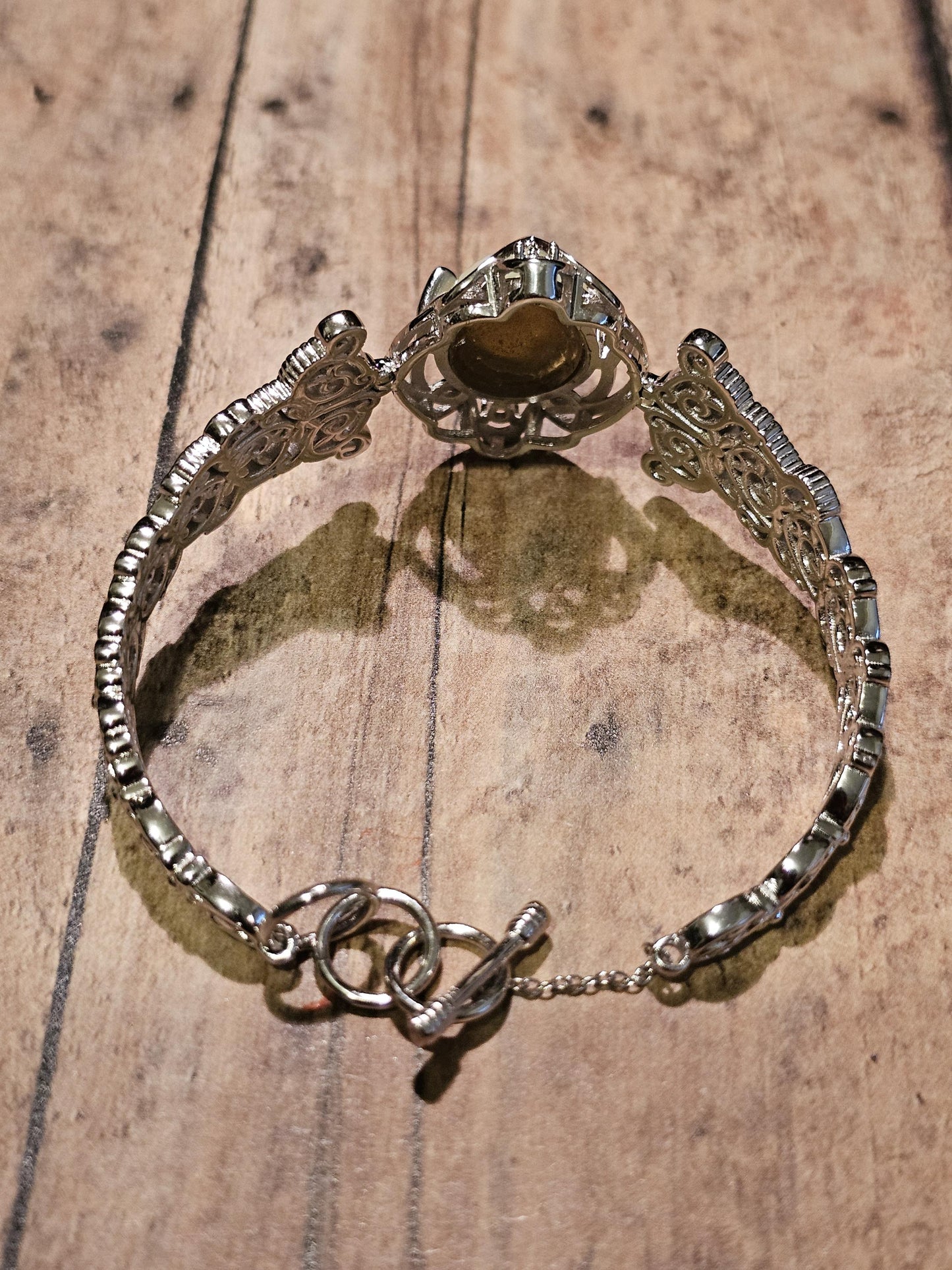 Uranium Glass Bracelet new Sterling Silver with vintage Uranium glass Oval cut stone opal color 18x13 mm that glows under black / UV light