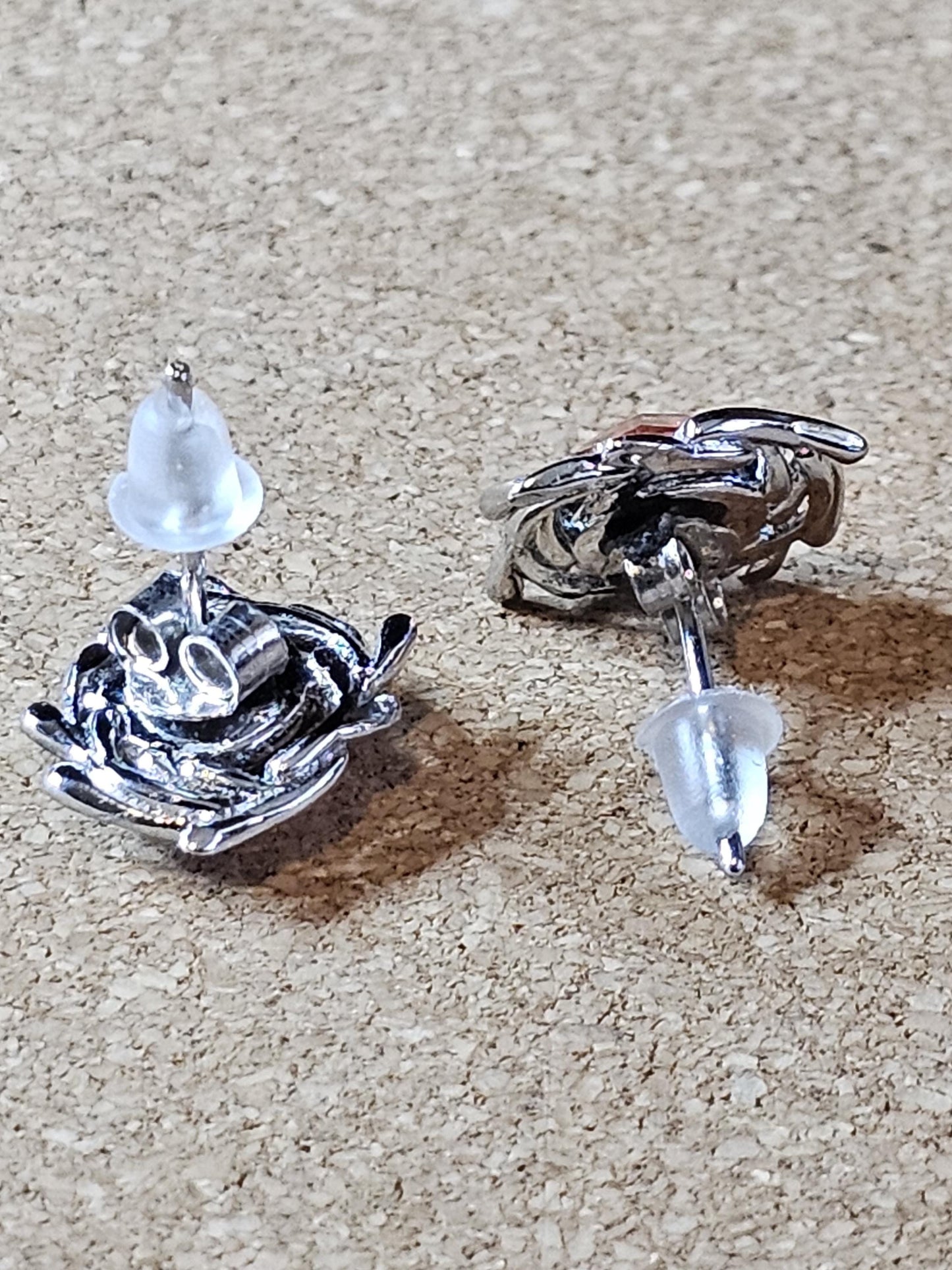 Uranium Glass Earrings in new Sterling Silver with Vintage 6mm Round cut rare Pink Uranium Glass stones that glow under black/UV light