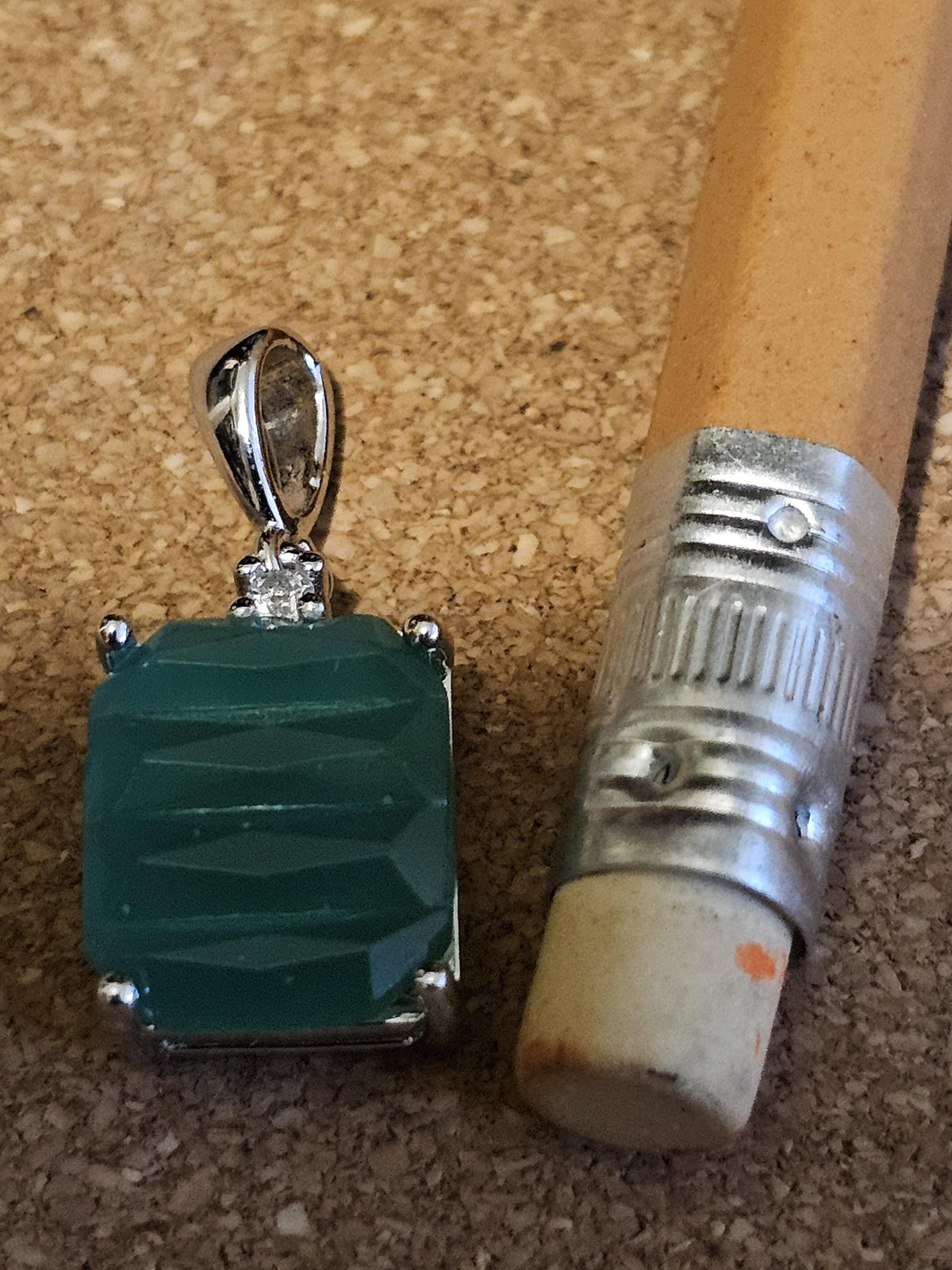 Uranium Glass Pendant new Sterling Silver setting with a 12x10 mm vintage Emerald cut, Uranium Glass stone that glows under black / UV light